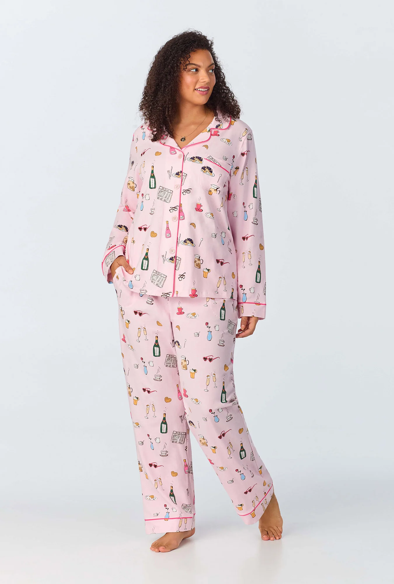 Let's Do Brunch Long Sleeve Classic Stretch Jersey PJ Set - Image 5