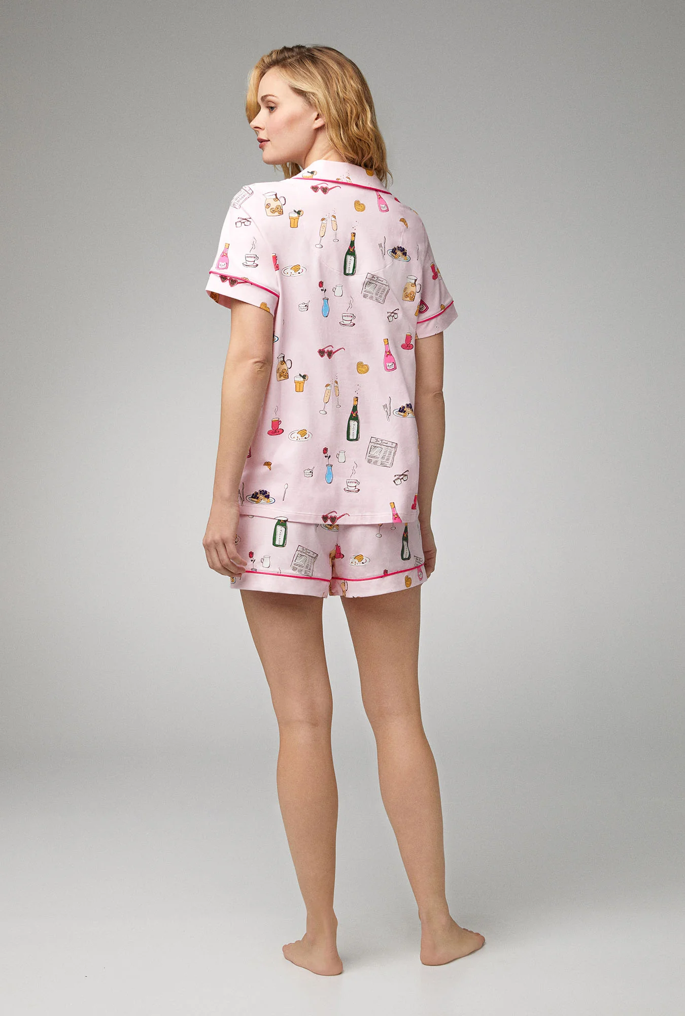 Let's Do Brunch Short Sleeve Classic Shorty Stretch Jersey PJ Set - Image 3