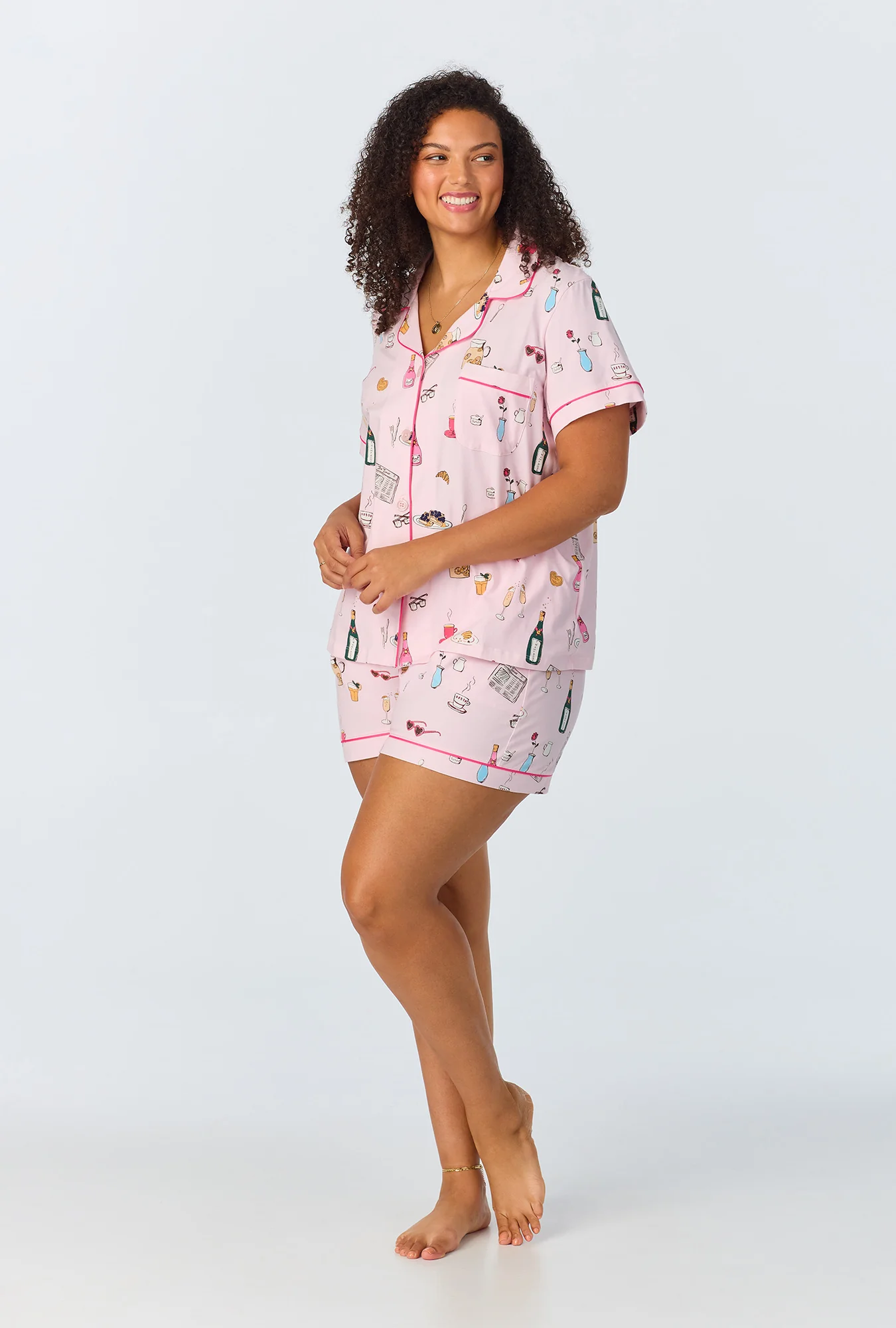 Let's Do Brunch Short Sleeve Classic Shorty Stretch Jersey PJ Set - Image 6