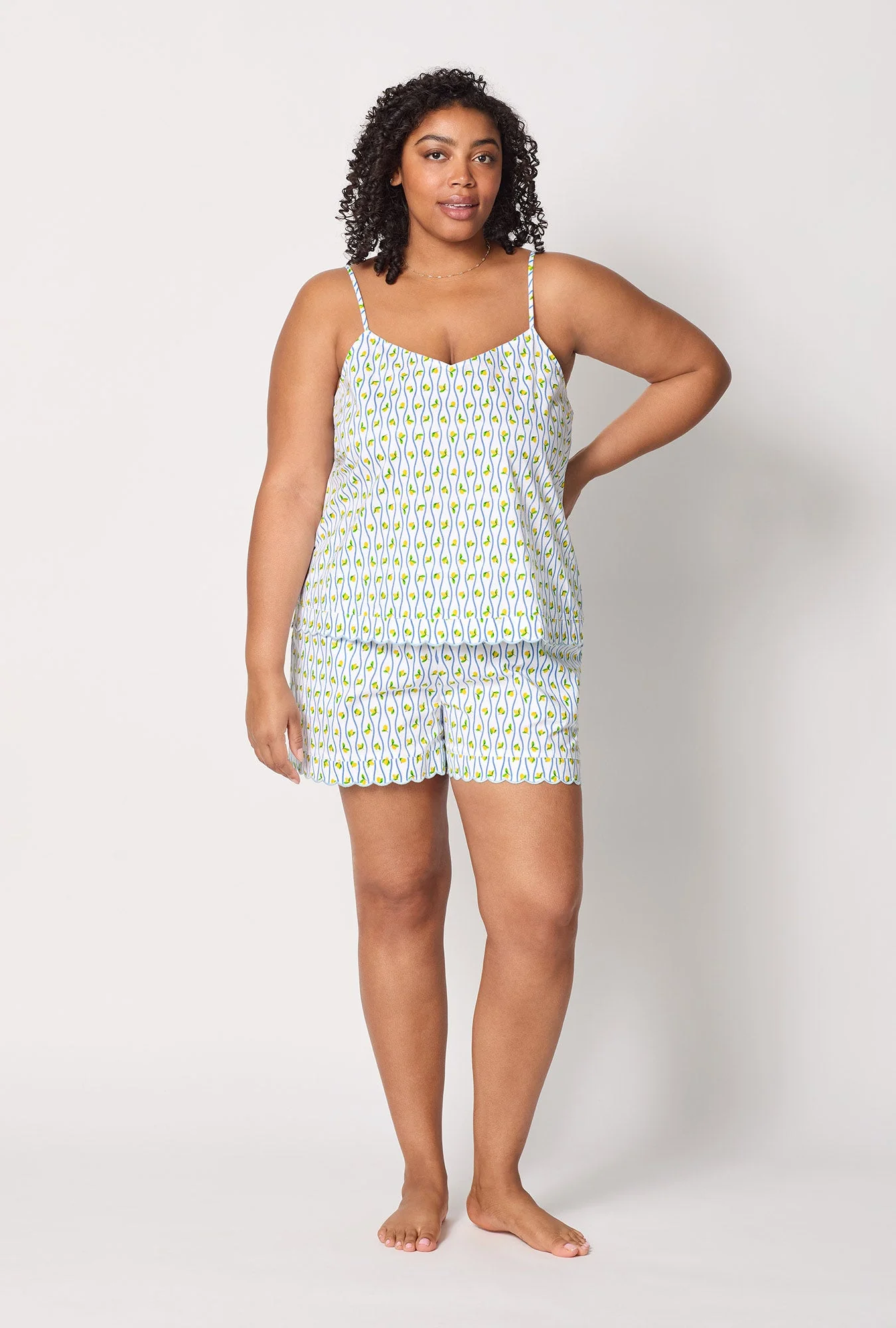 Limoncello Stripe Cami Woven Cotton Poplin Shorty Pj Set - Image 5