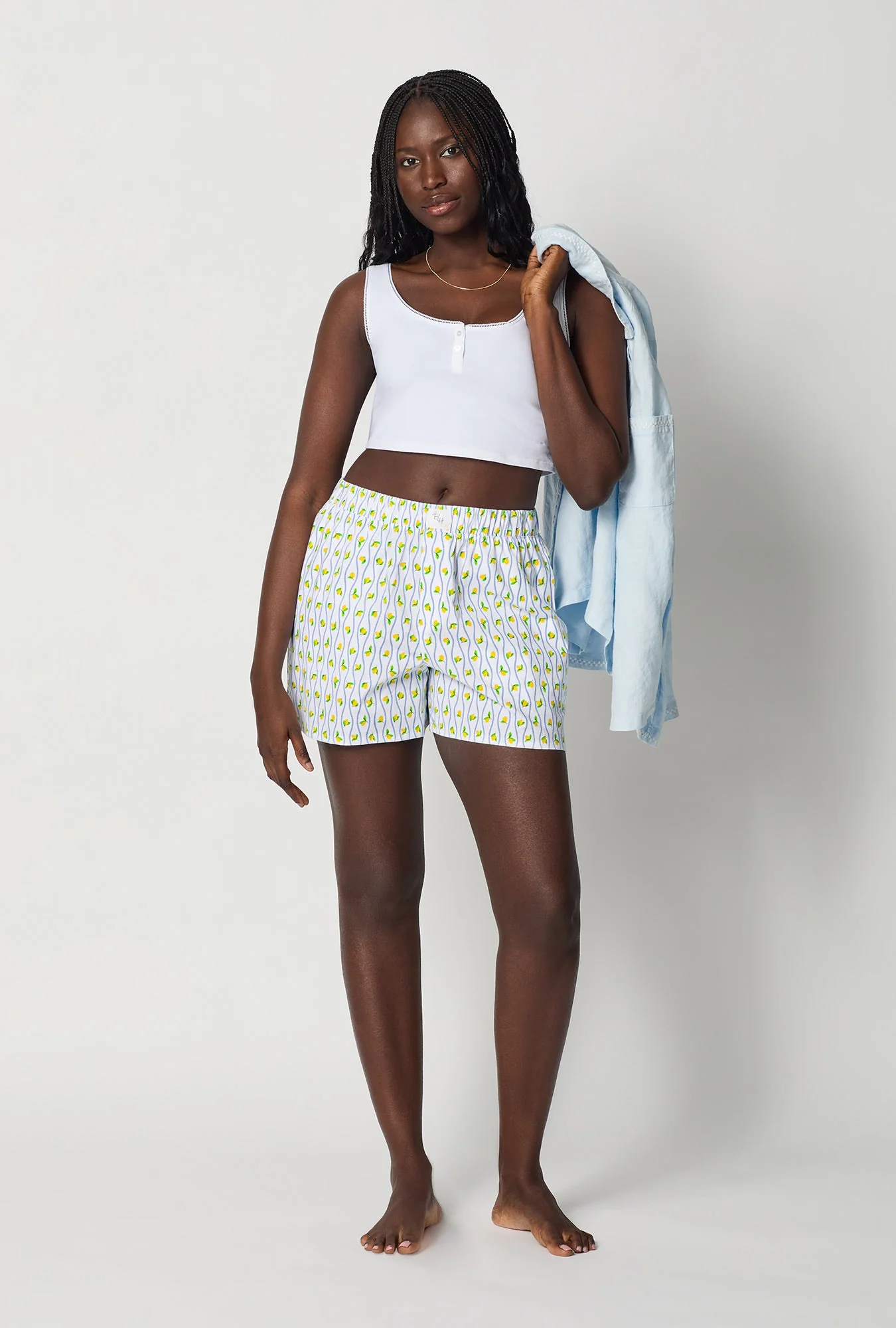 Limoncello Stripe Woven Cotton Poplin Boxer Short