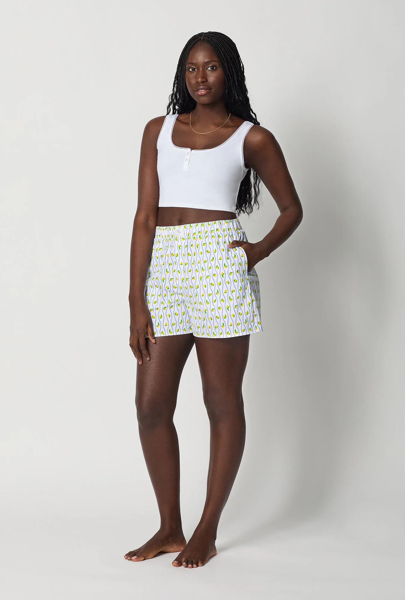 Limoncello Stripe Woven Cotton Poplin Boxer Short - Image 2