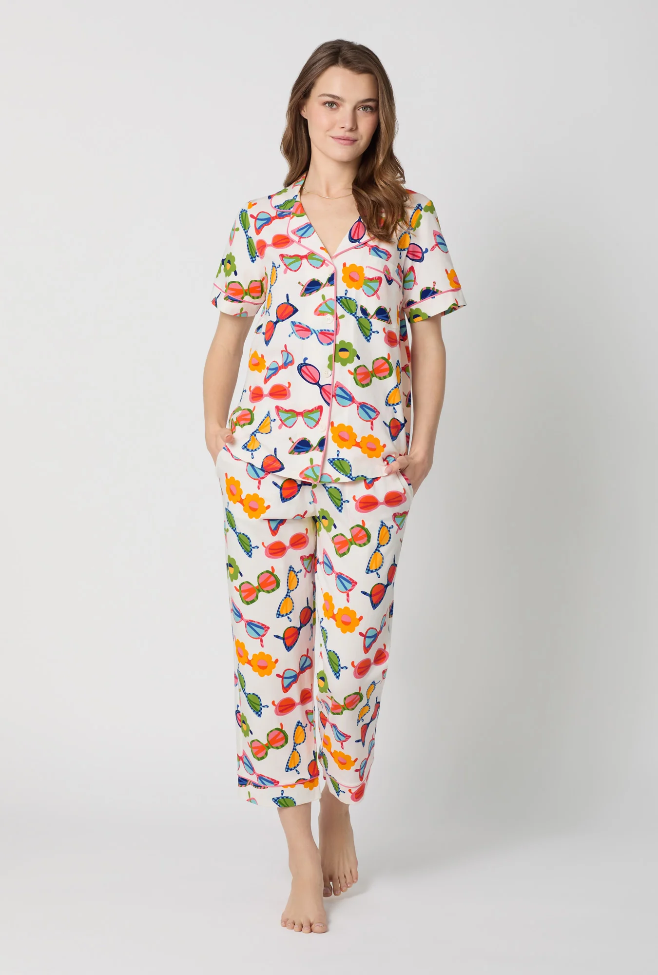 Made In The Shade Short Sleeve Classic Stretch Jersey Cropped Pj Set