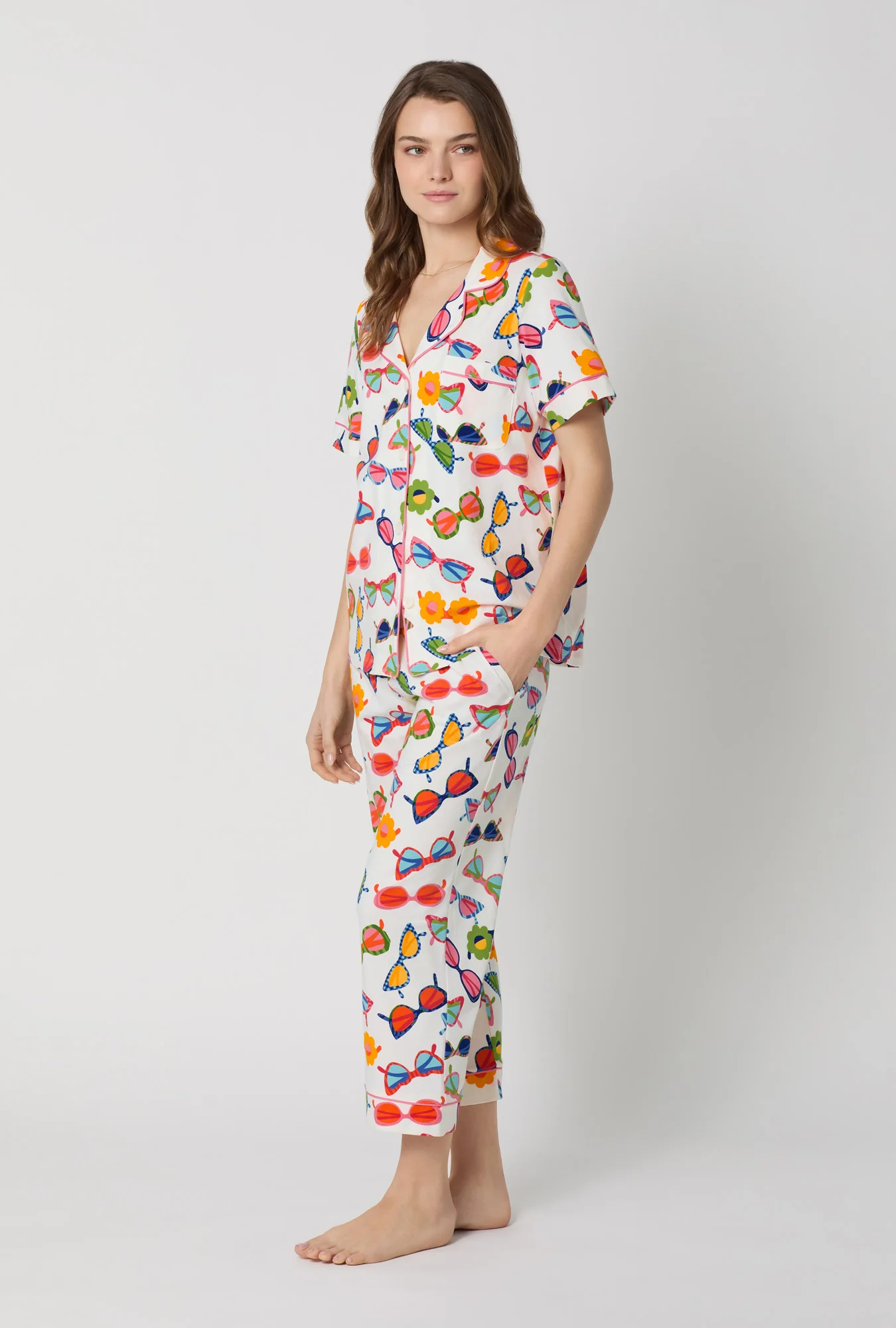Made In The Shade Short Sleeve Classic Stretch Jersey Cropped Pj Set - Image 2