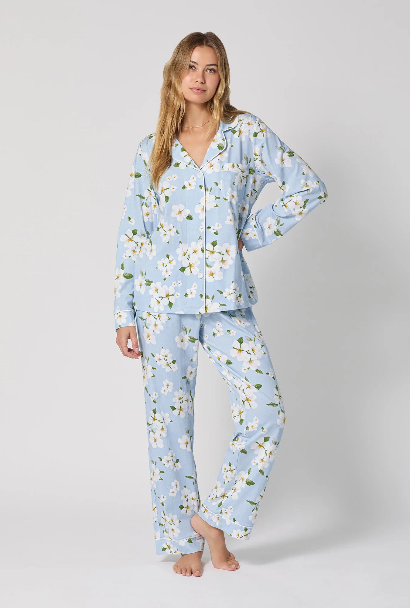 Magnolia Breeze Long Sleeve Classic Stretch Jersey Pj Set - Image 2