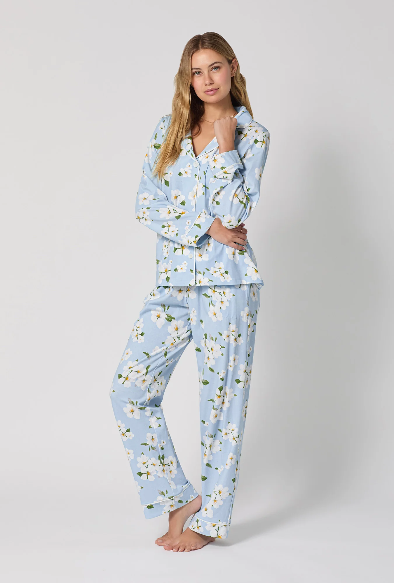 Magnolia Breeze Long Sleeve Classic Stretch Jersey Pj Set - Image 3