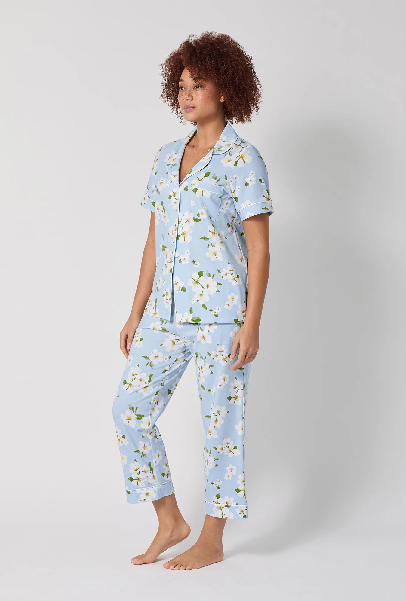 Magnolia Breeze Short Sleeve Classic Stretch Jersey Cropped Pj Set - Image 2