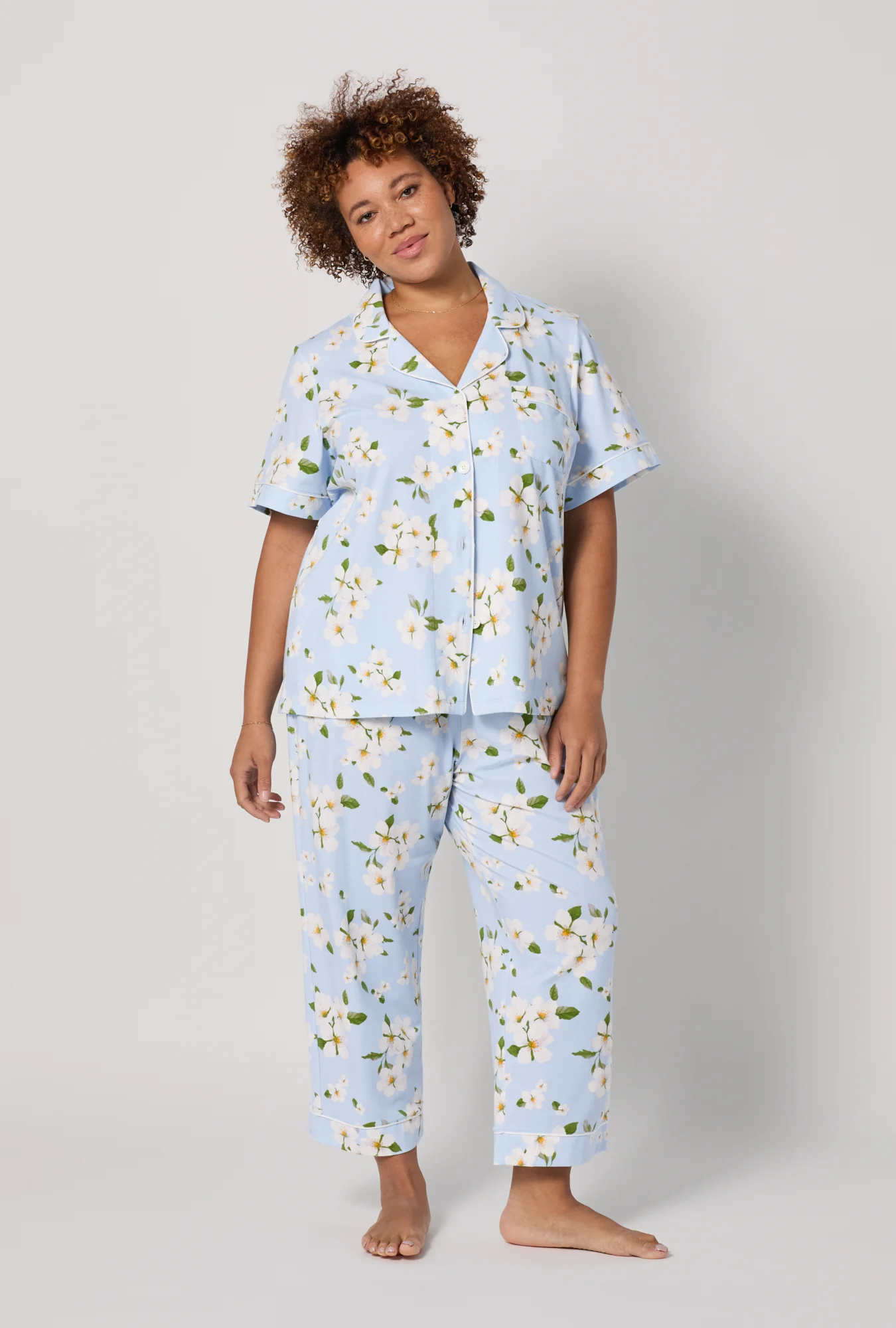 Magnolia Breeze Short Sleeve Classic Stretch Jersey Cropped Pj Set - Image 5