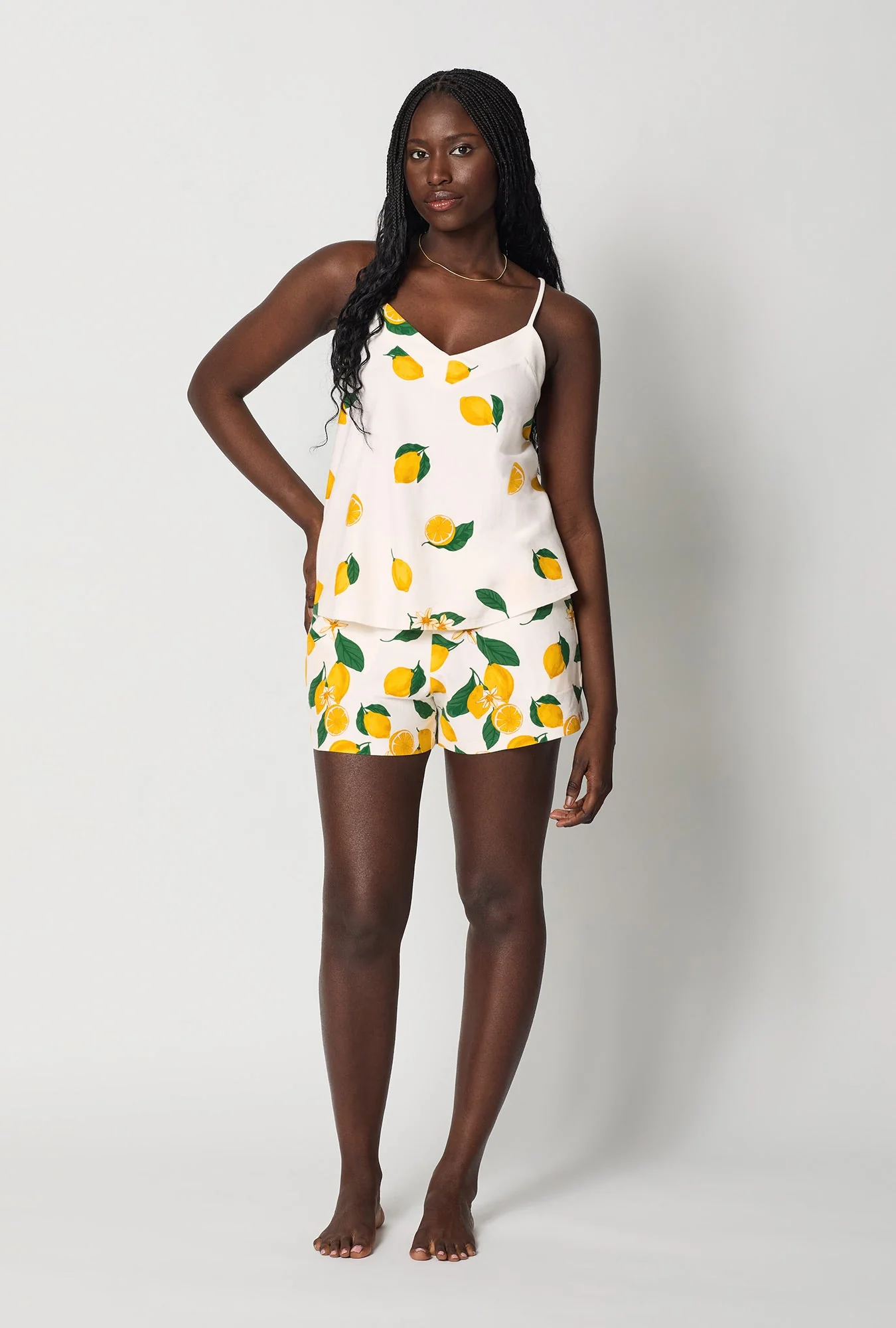 Main Squeeze Border Cami Shorty Stretch Jersey Pj Set