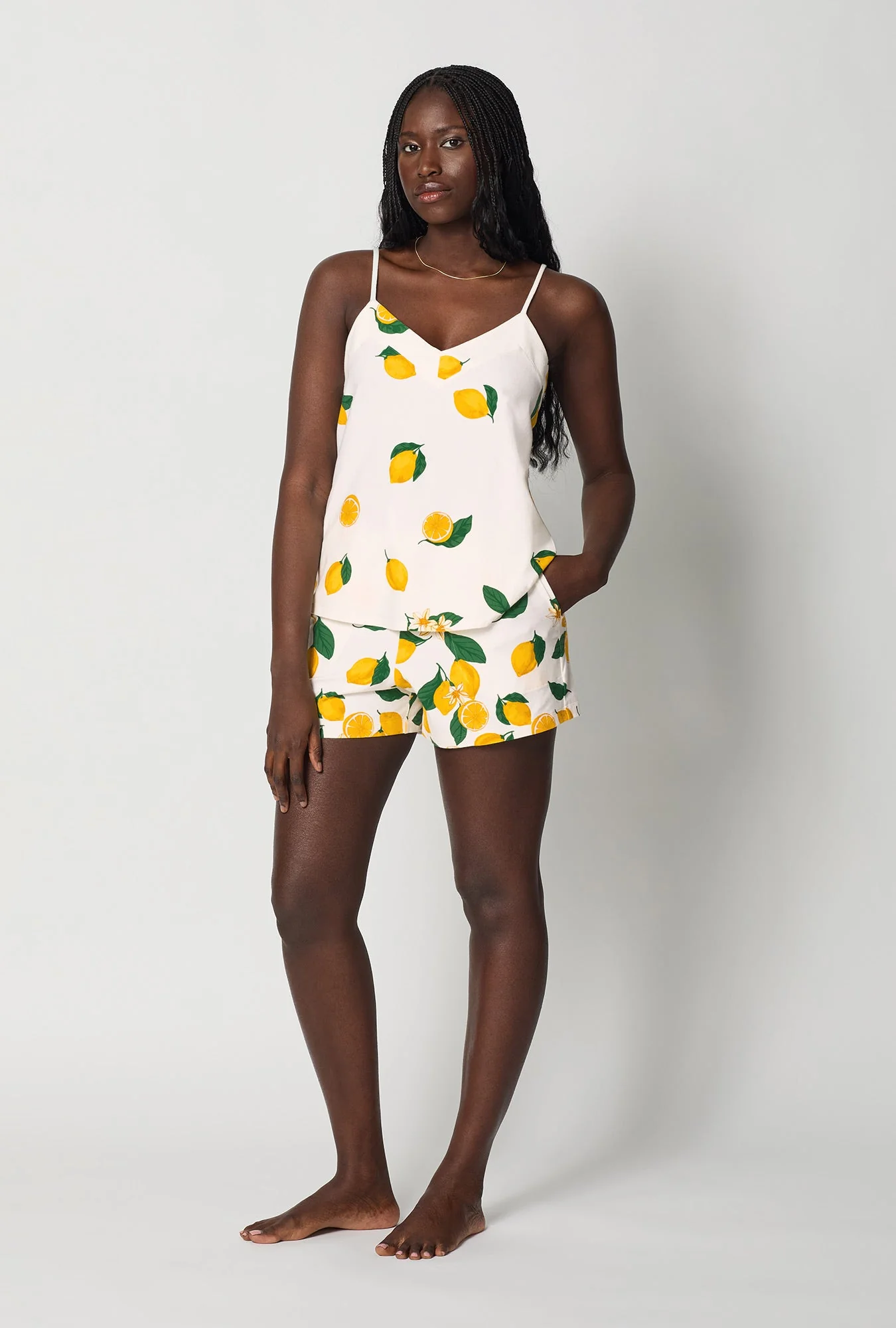 Main Squeeze Border Cami Shorty Stretch Jersey Pj Set - Image 3
