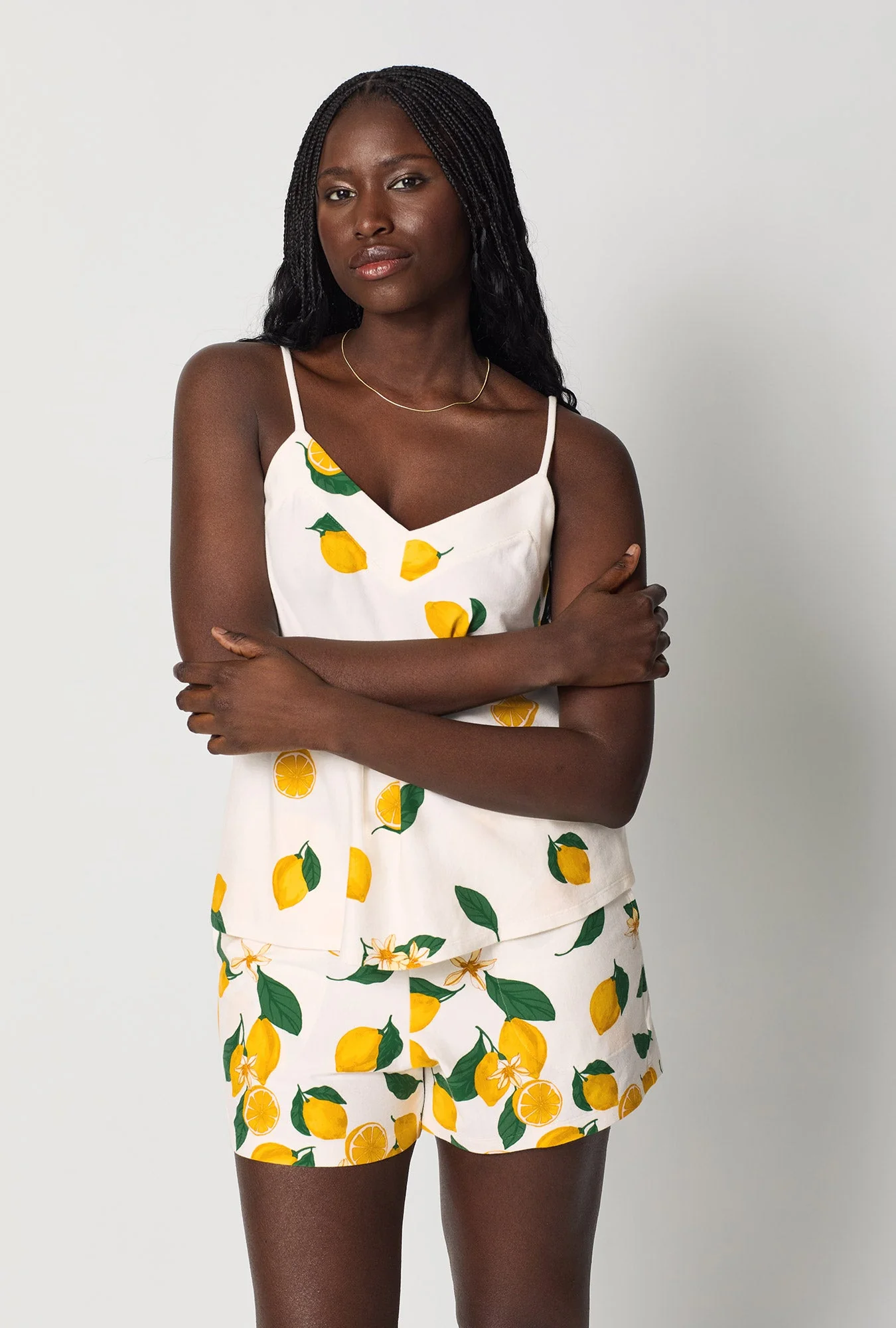 Main Squeeze Border Cami Shorty Stretch Jersey Pj Set - Image 4