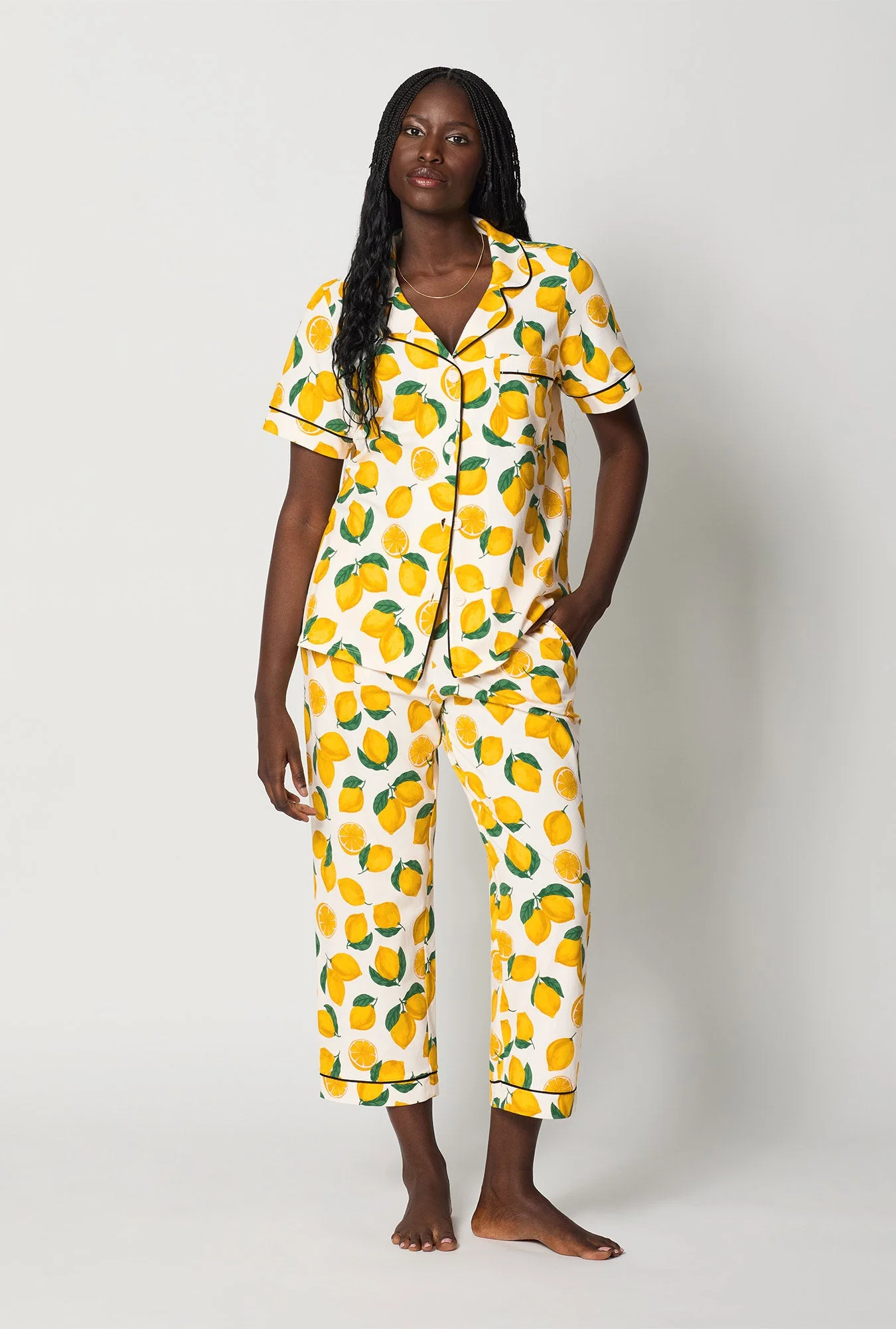 Main Squeeze Short Sleeve Classic Stretch Jersey Cropped PJ Set - Image 2