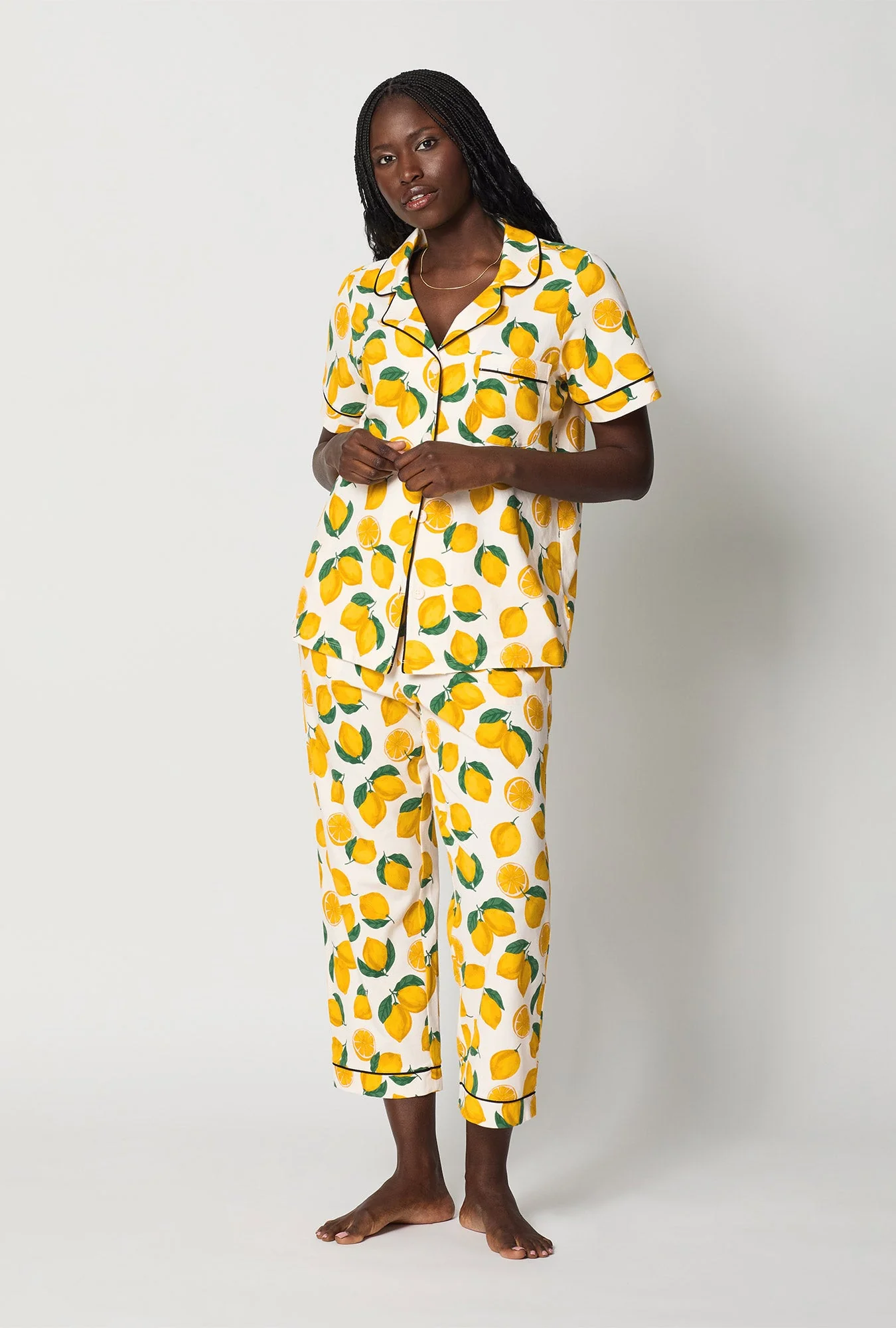 Main Squeeze Short Sleeve Classic Stretch Jersey Cropped PJ Set - Image 3
