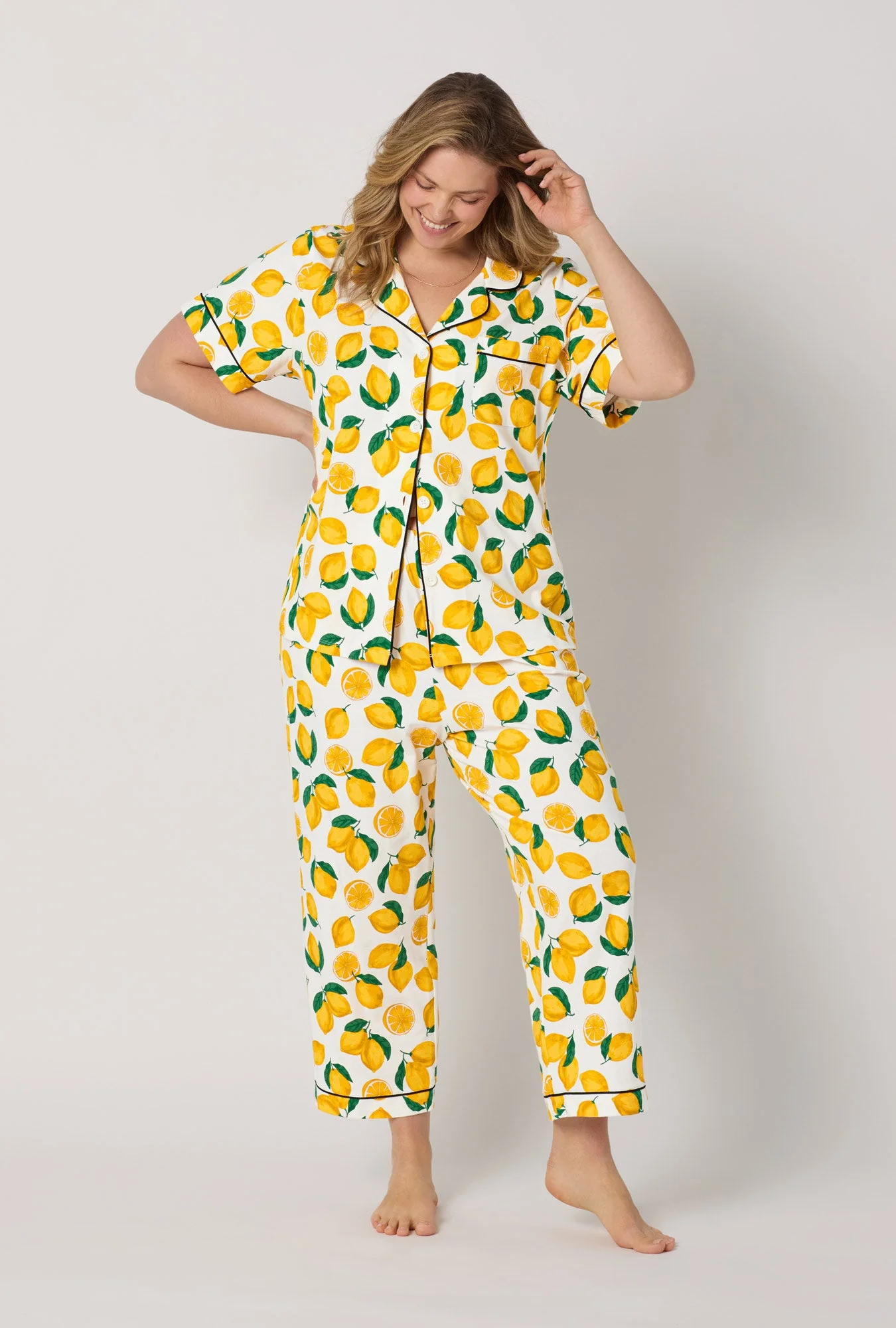 Main Squeeze Short Sleeve Classic Stretch Jersey Cropped PJ Set - Image 6