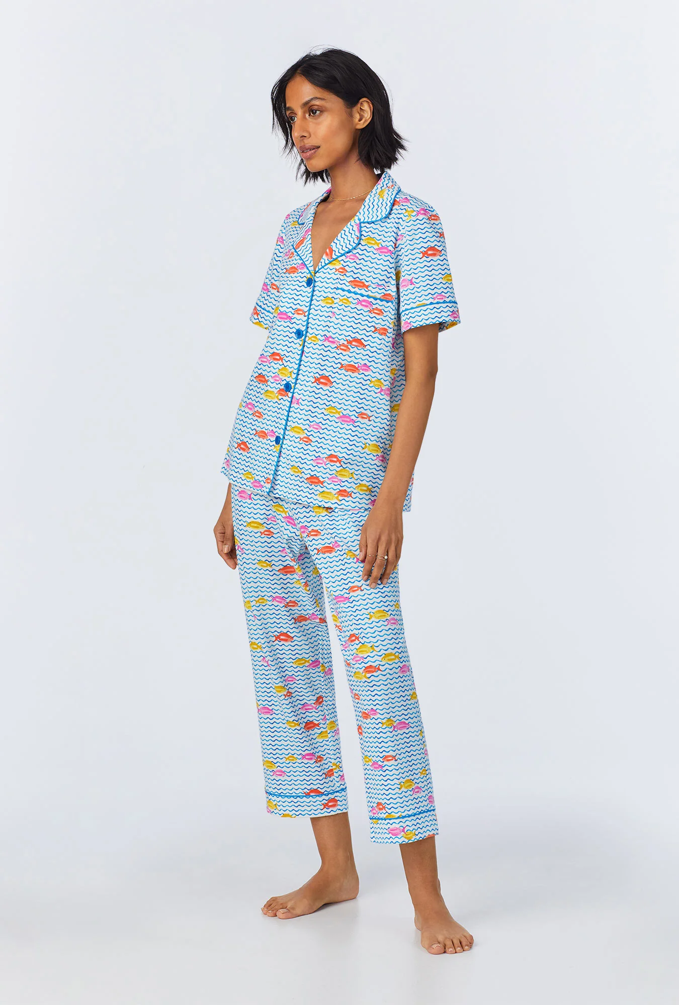 Marina Grande Short Sleeve Classic Stretch Jersey Cropped PJ Set - Image 3