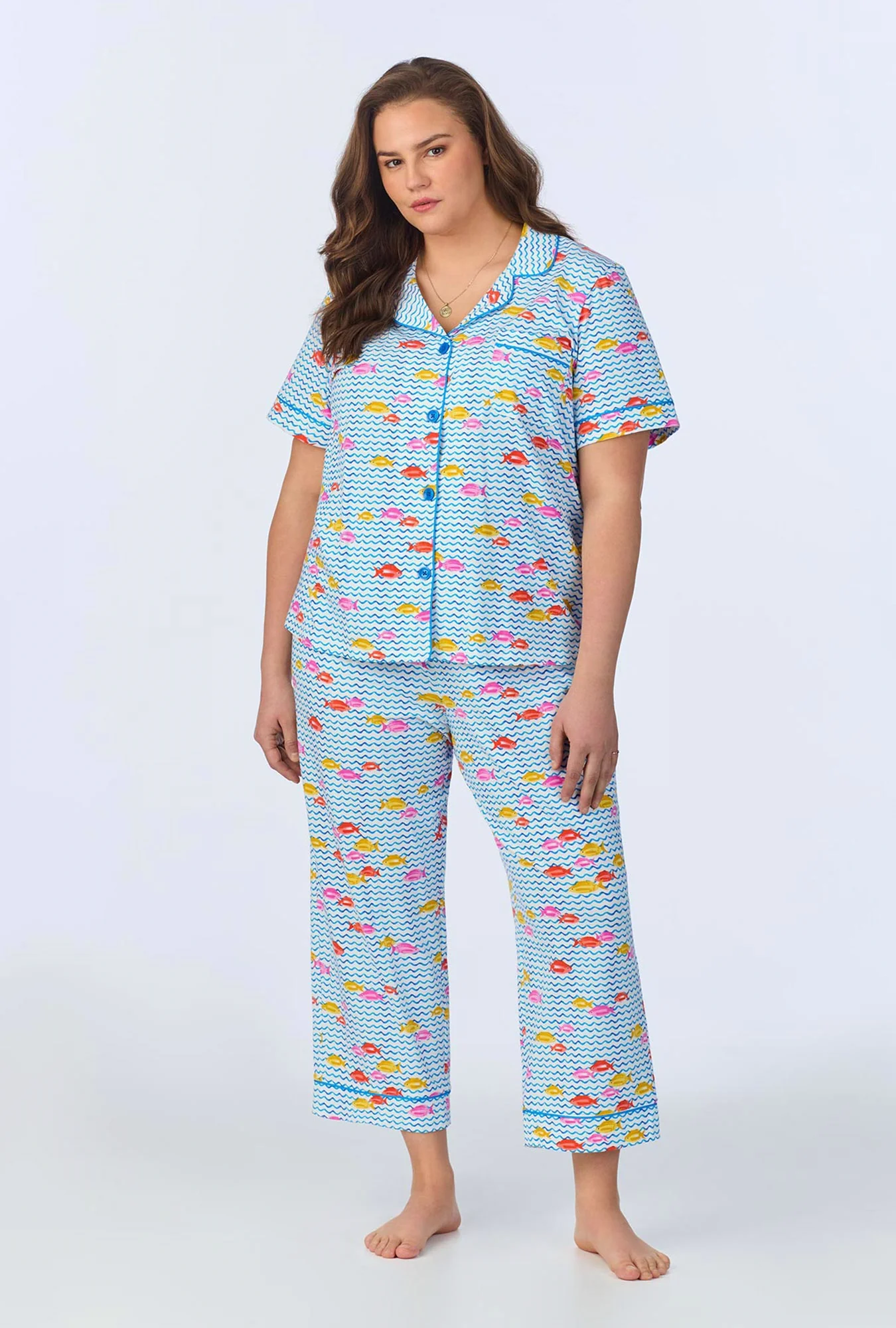Marina Grande Short Sleeve Classic Stretch Jersey Cropped PJ Set - Image 5