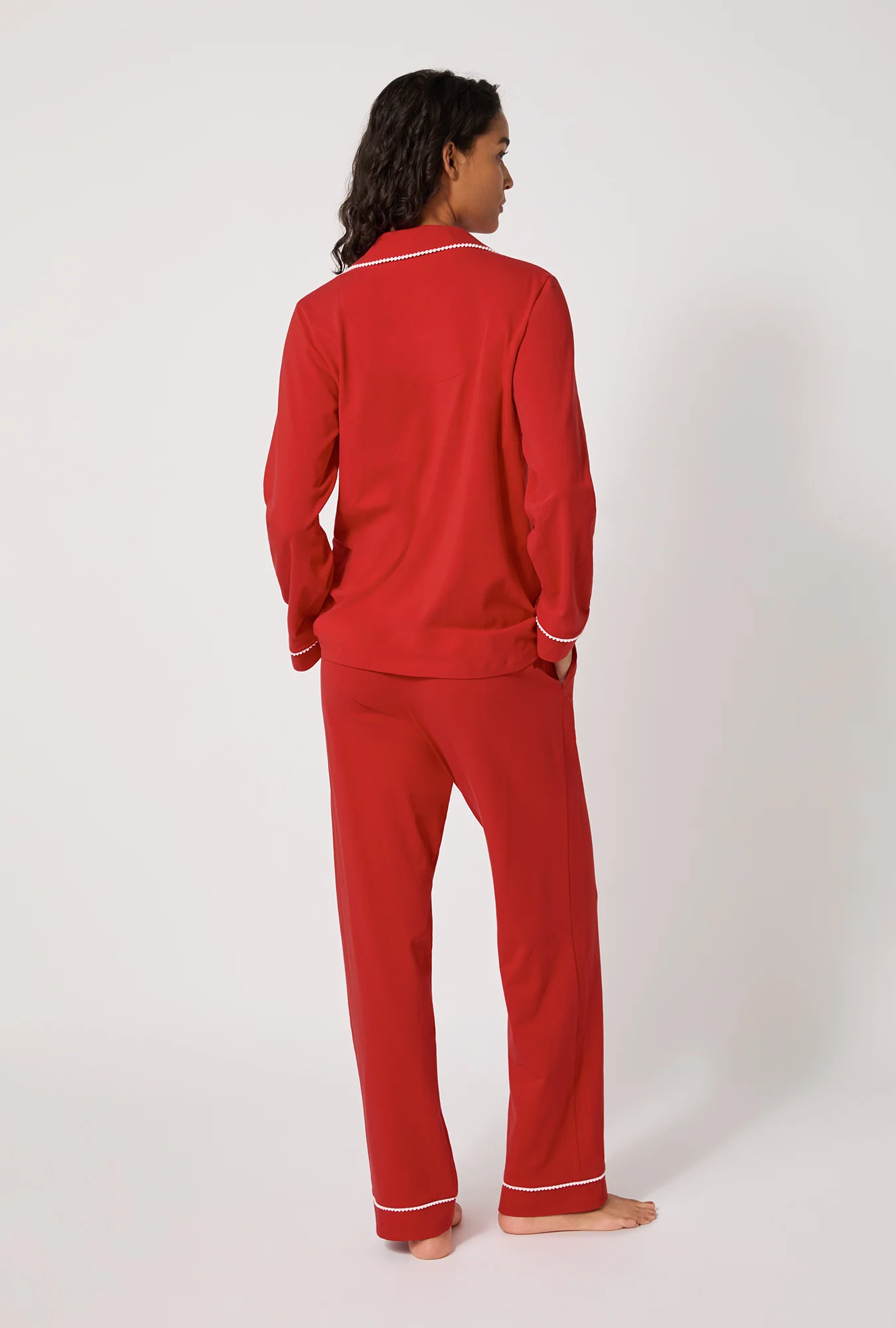 Mars Red Long Sleeve Classic Stretch Jersey Pj Set - Image 3