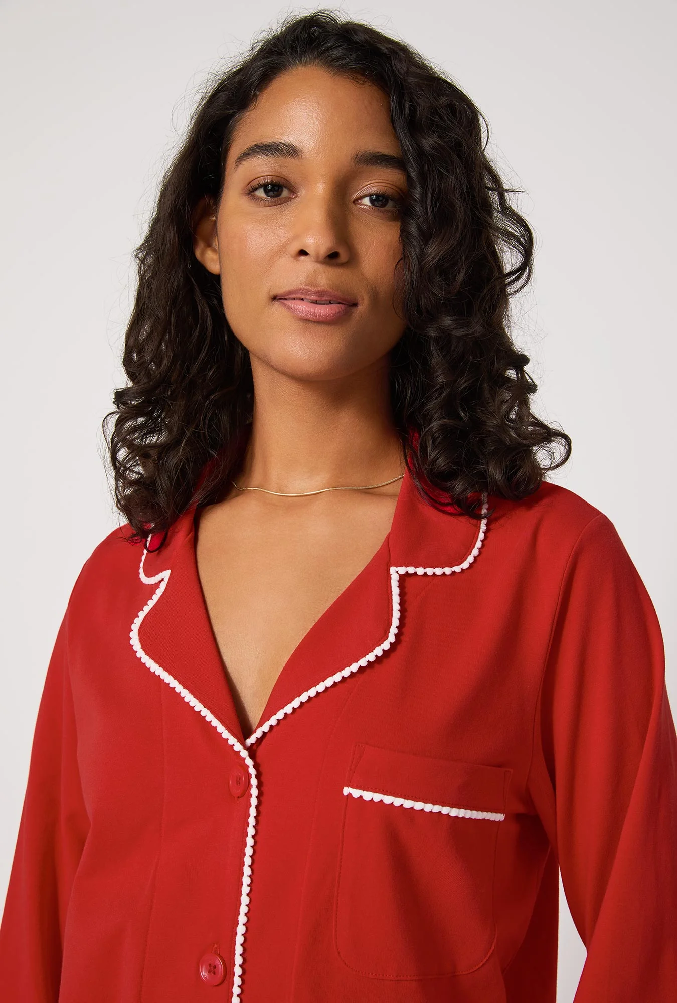 Mars Red Long Sleeve Classic Stretch Jersey Pj Set - Image 4