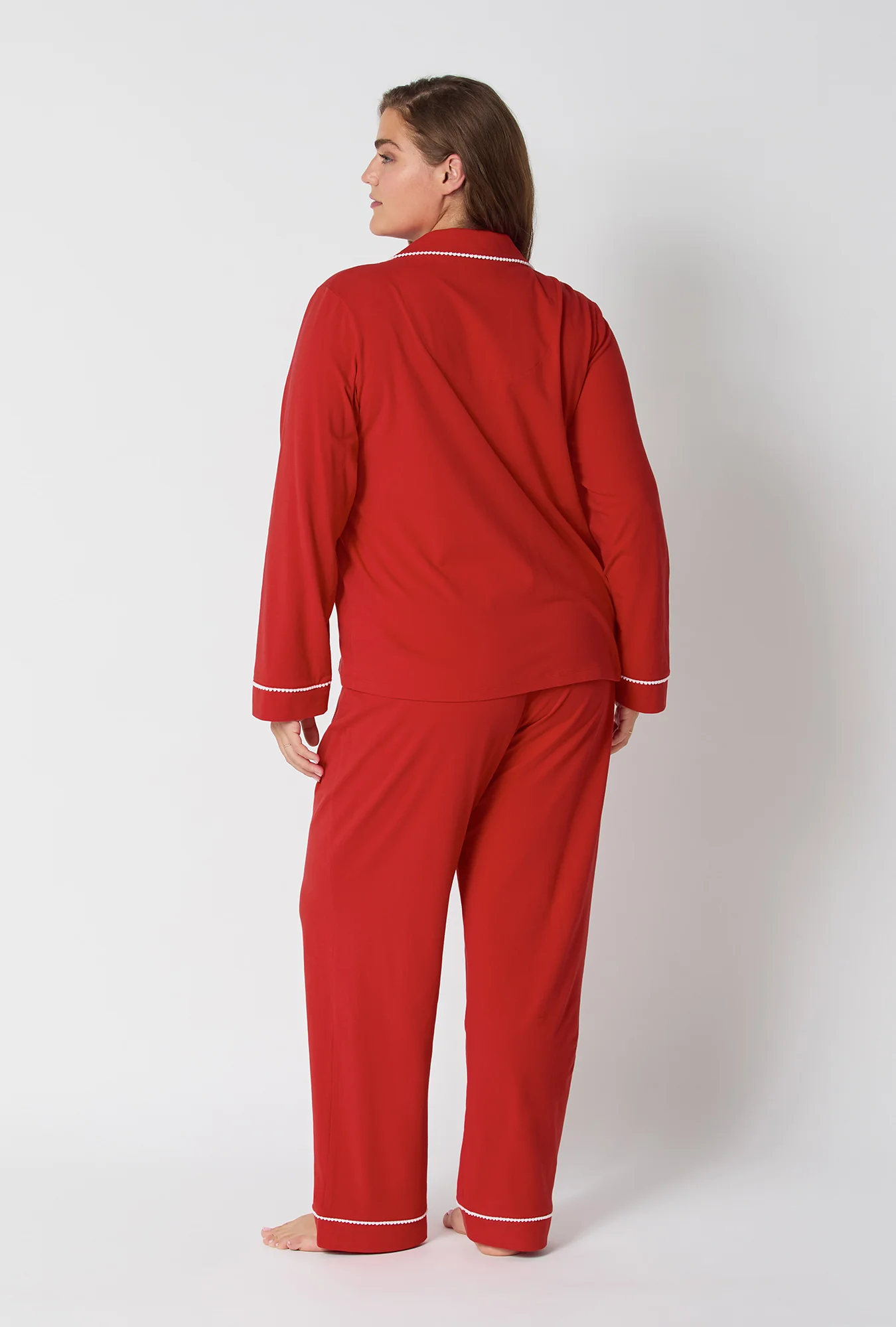 Mars Red Long Sleeve Classic Stretch Jersey Pj Set - Image 5