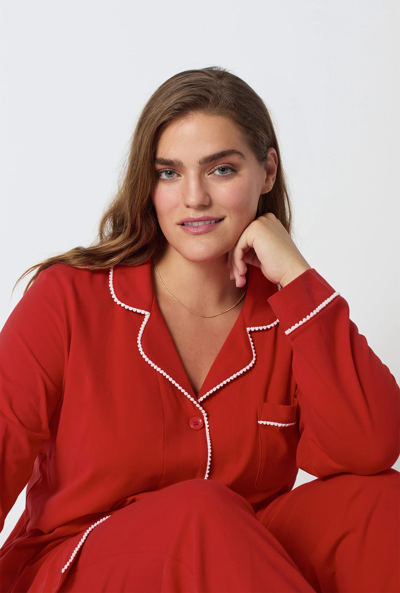 Mars Red Long Sleeve Classic Stretch Jersey Pj Set - Image 6