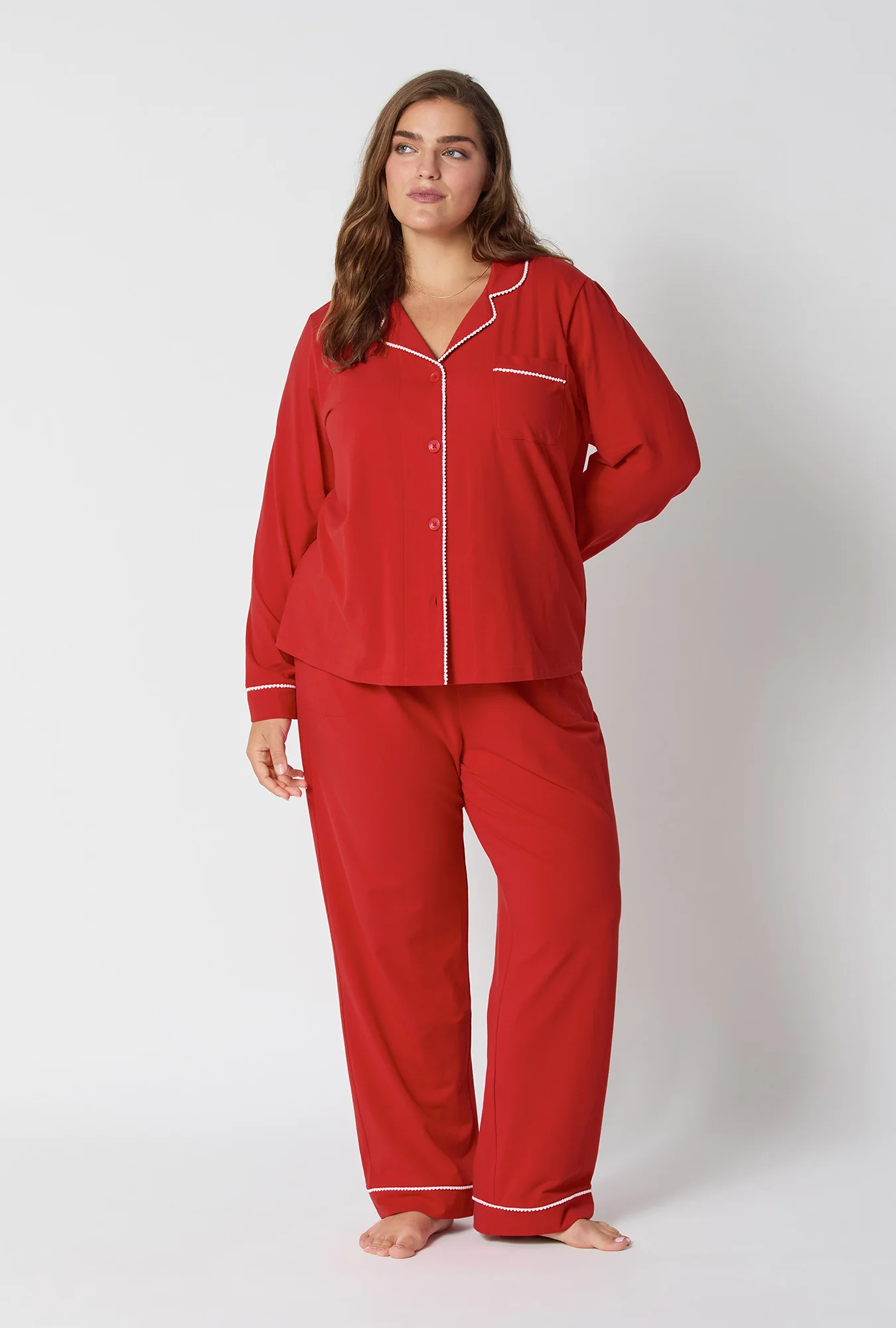 Mars Red Long Sleeve Classic Stretch Jersey Pj Set - Image 7