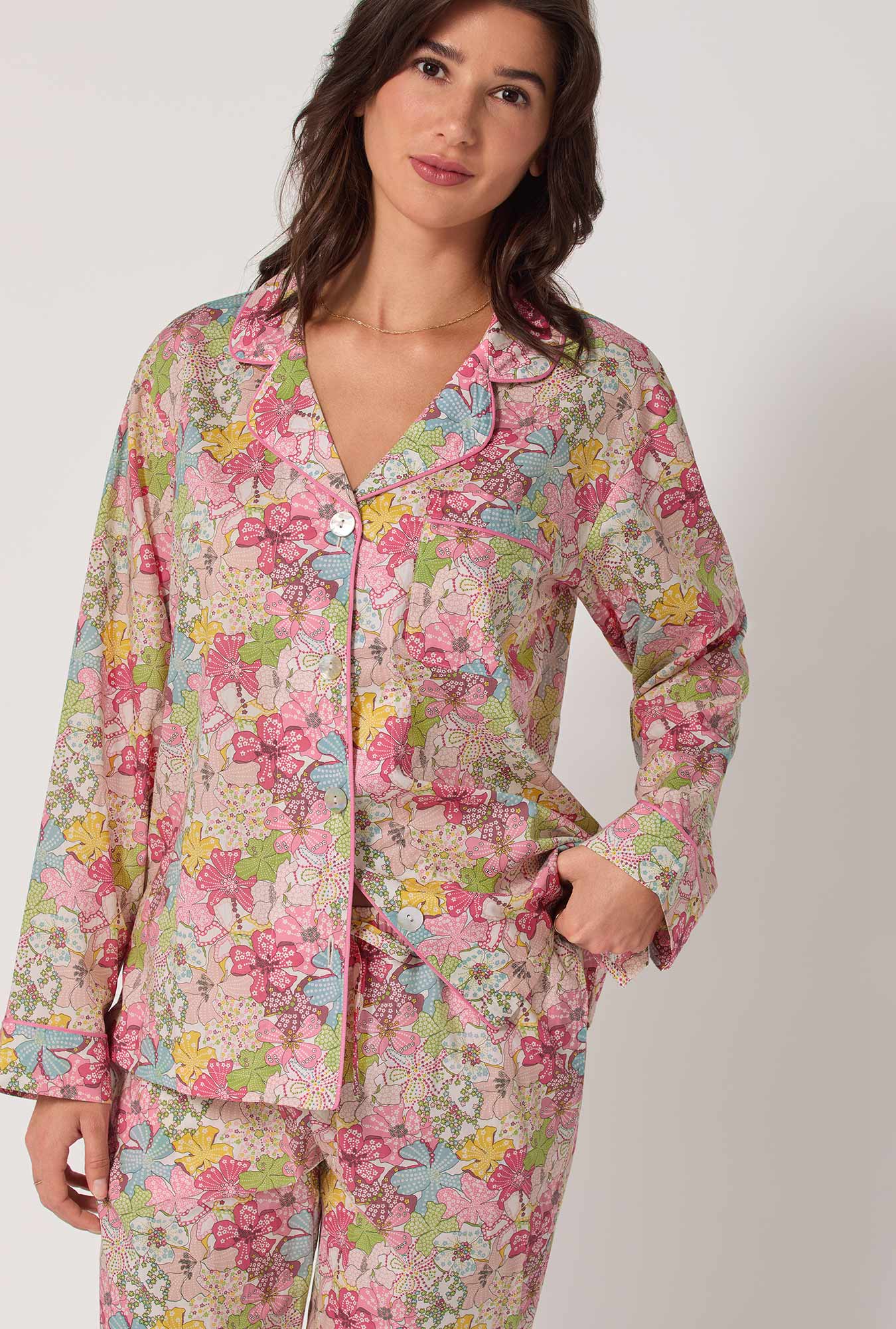 Mauvey Long Sleeve Classic Woven Tana Lawn® Pj Set Made With Liberty Fabric - Image 4