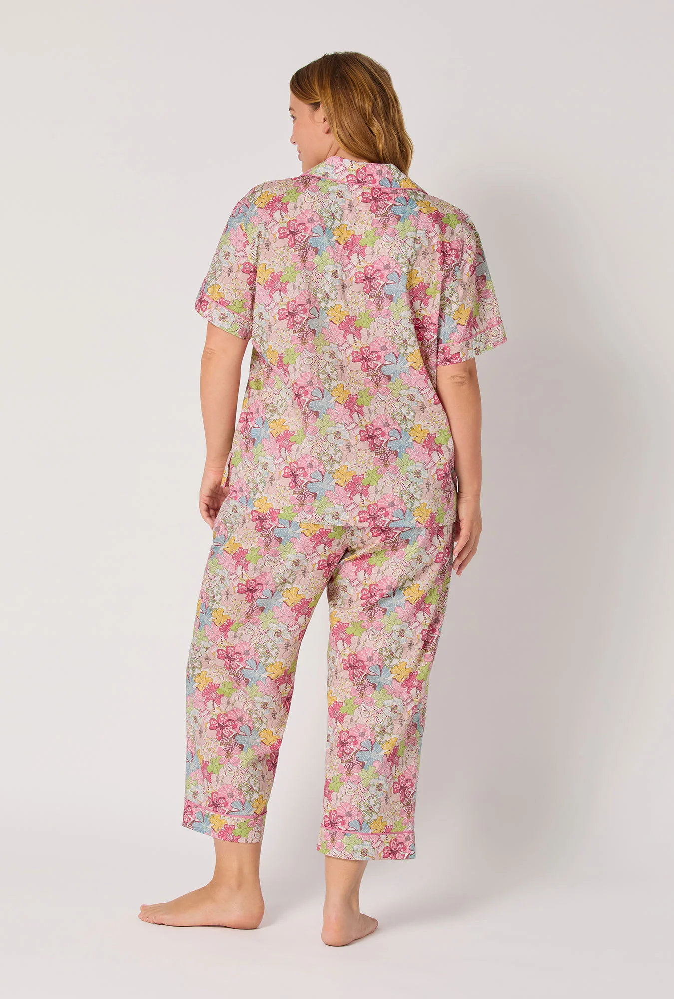 Mauvey Short Sleeve Classic Woven Tana Lawn® Cropped Pj Set Made With Liberty Fabric - Image 6