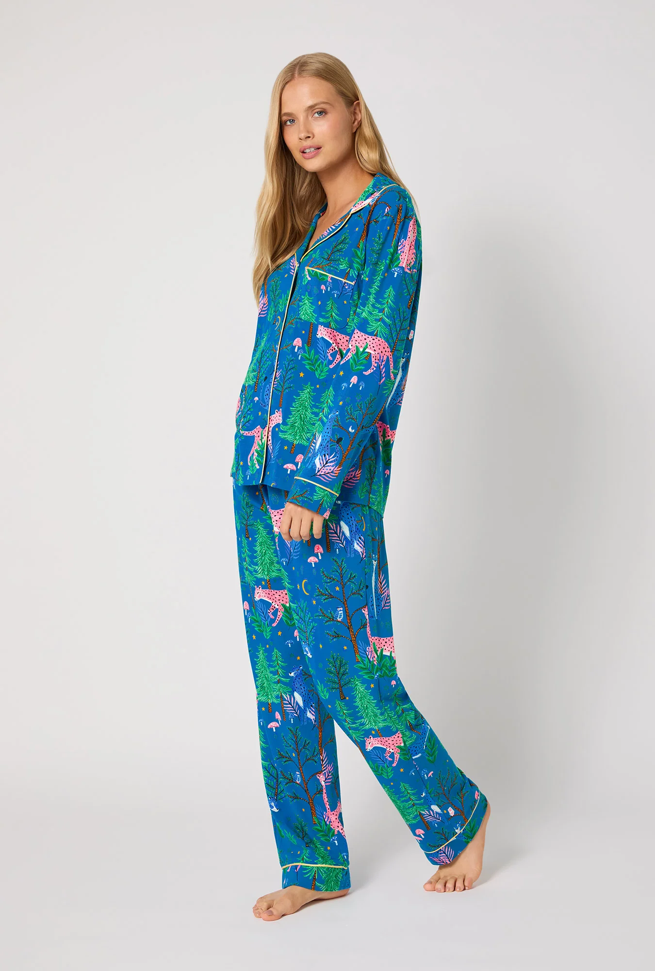 Midnight Forest Long Sleeve Classic Stretch Jersey Pj Set - Image 2