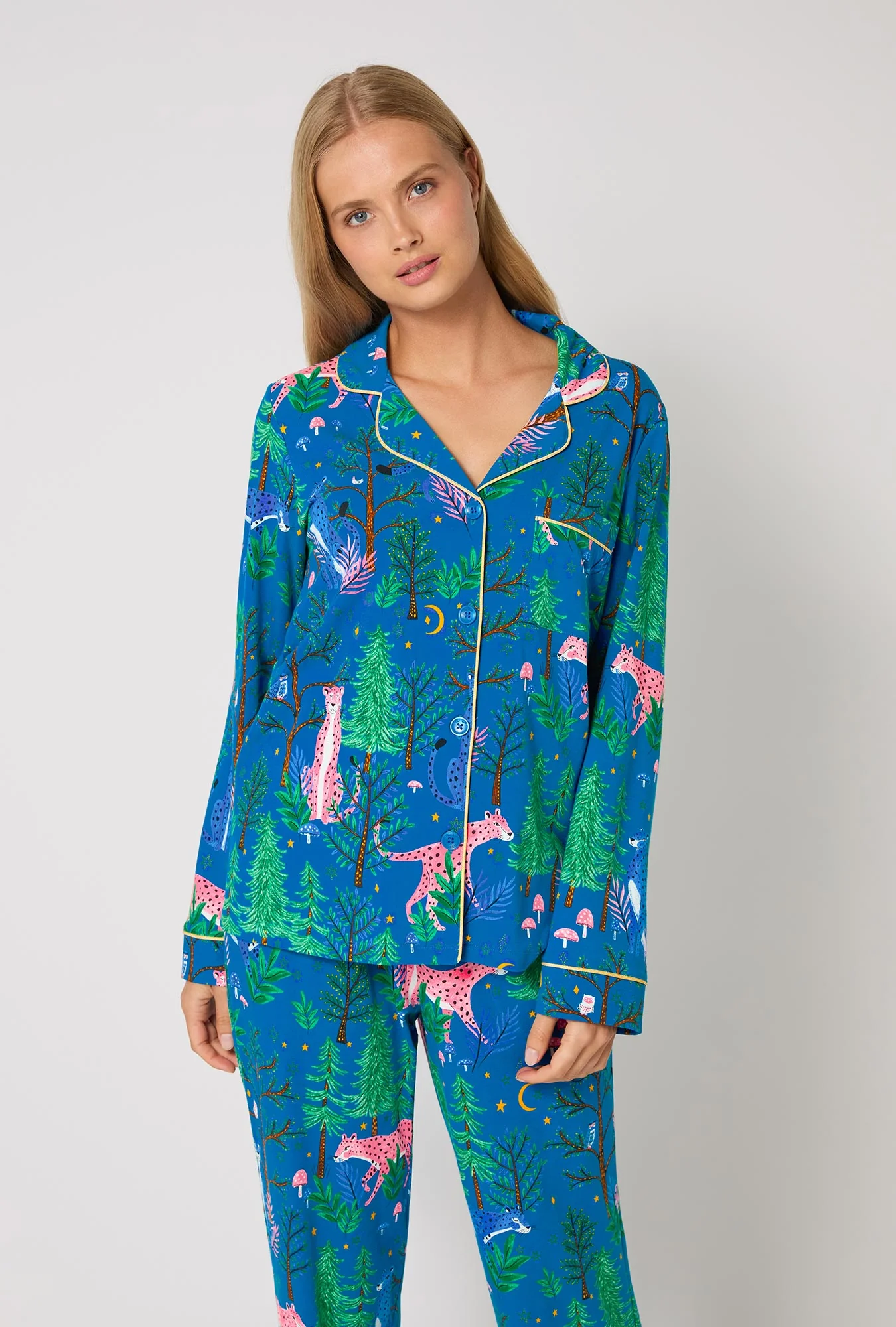 Midnight Forest Long Sleeve Classic Stretch Jersey Pj Set - Image 4