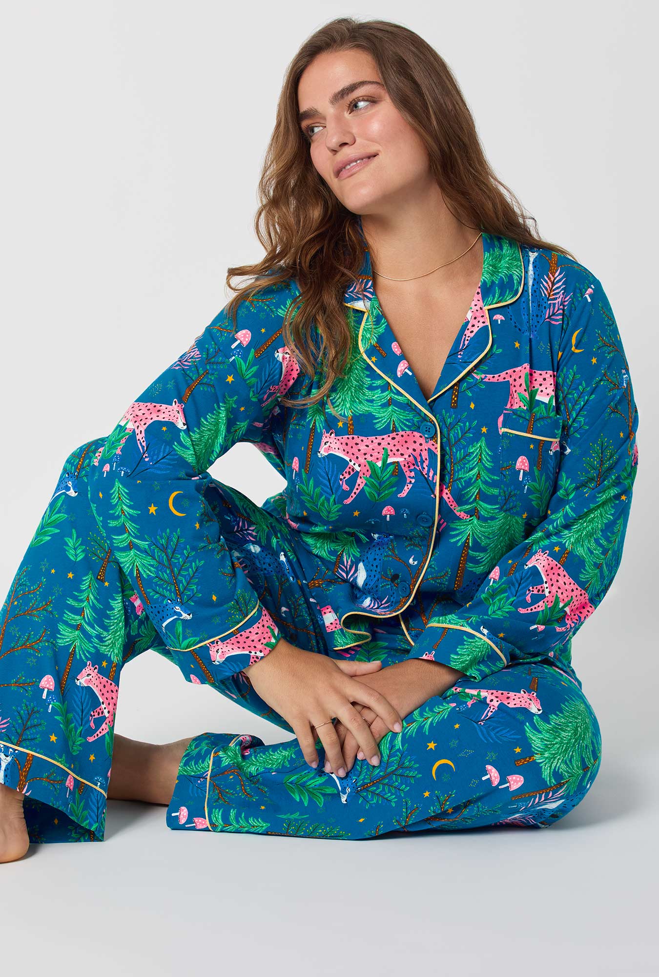 Midnight Forest Long Sleeve Classic Stretch Jersey Pj Set - Image 6