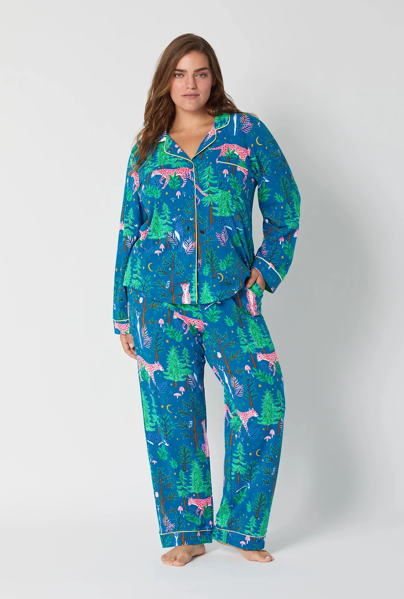 Midnight Forest Long Sleeve Classic Stretch Jersey Pj Set - Image 7