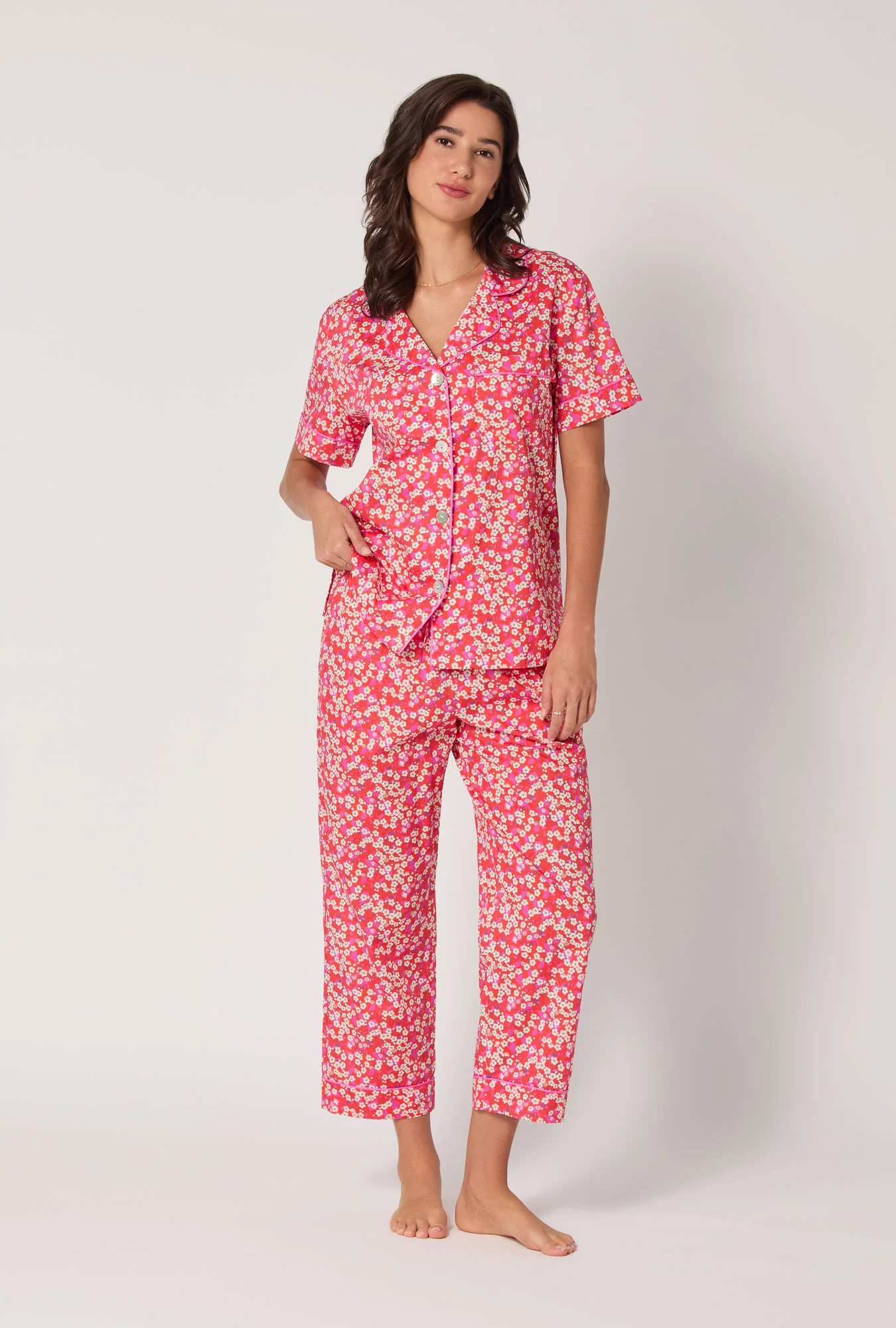 Mitsi Short Sleeve Classic Woven Tana Lawn® Cropped Pj Set Made With Liberty Fabric