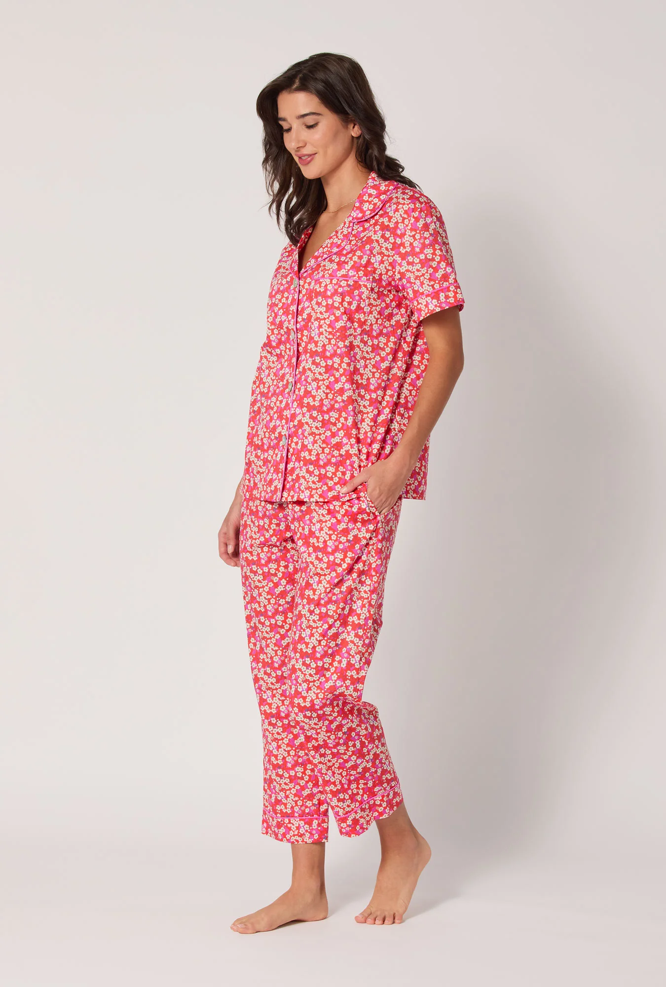 Mitsi Short Sleeve Classic Woven Tana Lawn® Cropped Pj Set Made With Liberty Fabric - Image 2