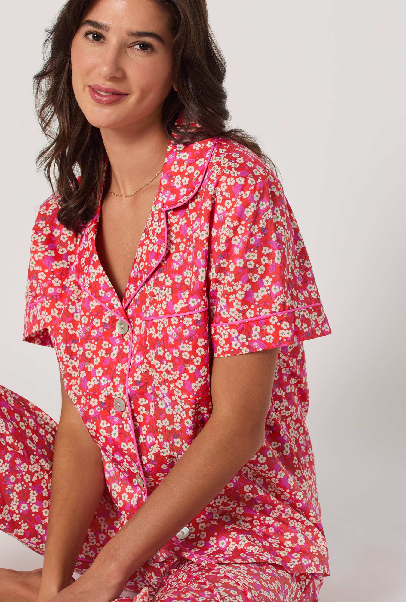 Mitsi Short Sleeve Classic Woven Tana Lawn® Cropped Pj Set Made With Liberty Fabric - Image 4