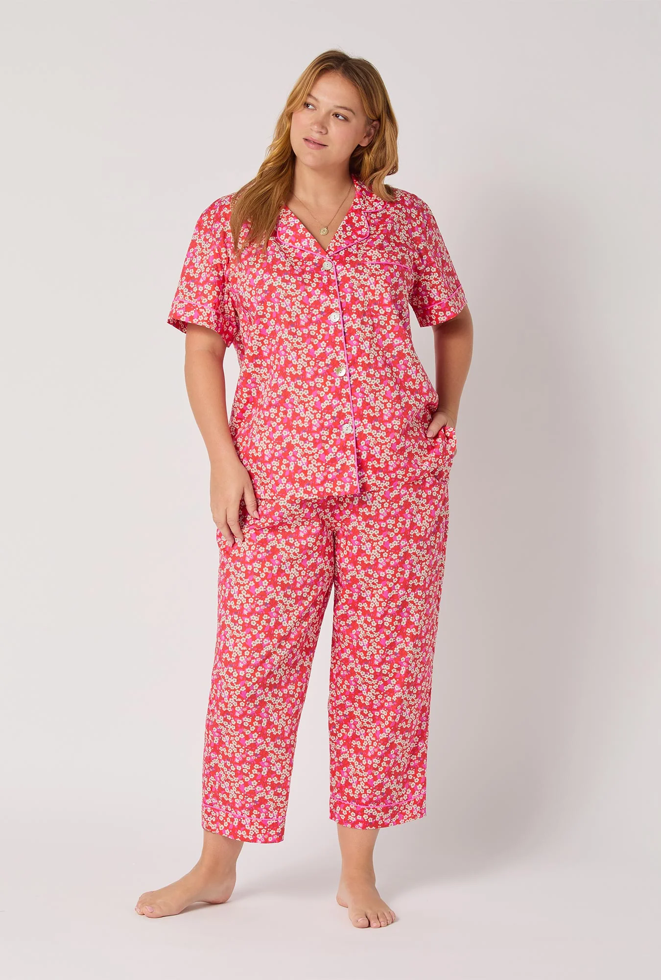 Mitsi Short Sleeve Classic Woven Tana Lawn® Cropped Pj Set Made With Liberty Fabric - Image 5