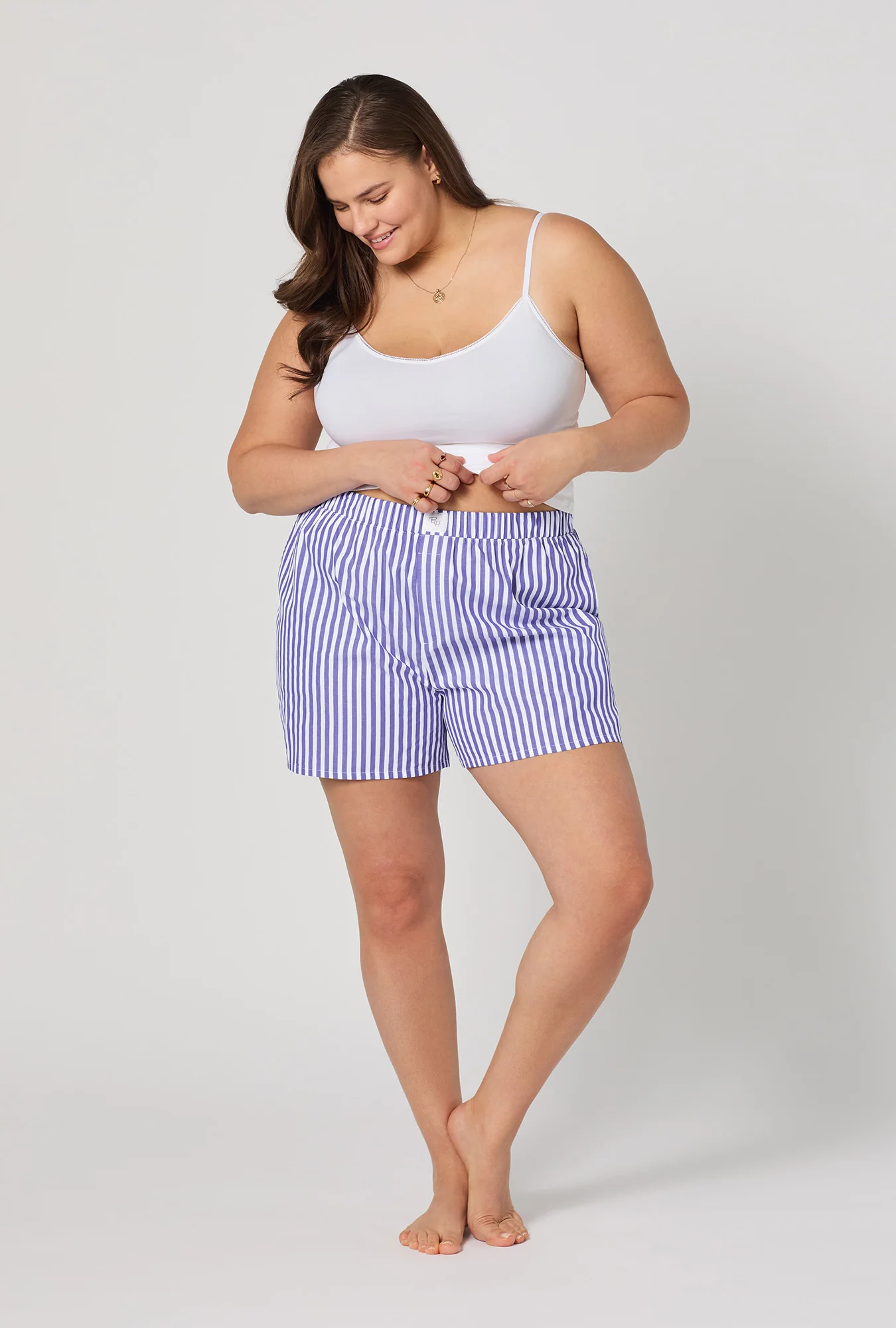 Navy 3D Stripe Cotton Sateen Boxer Short - Image 6