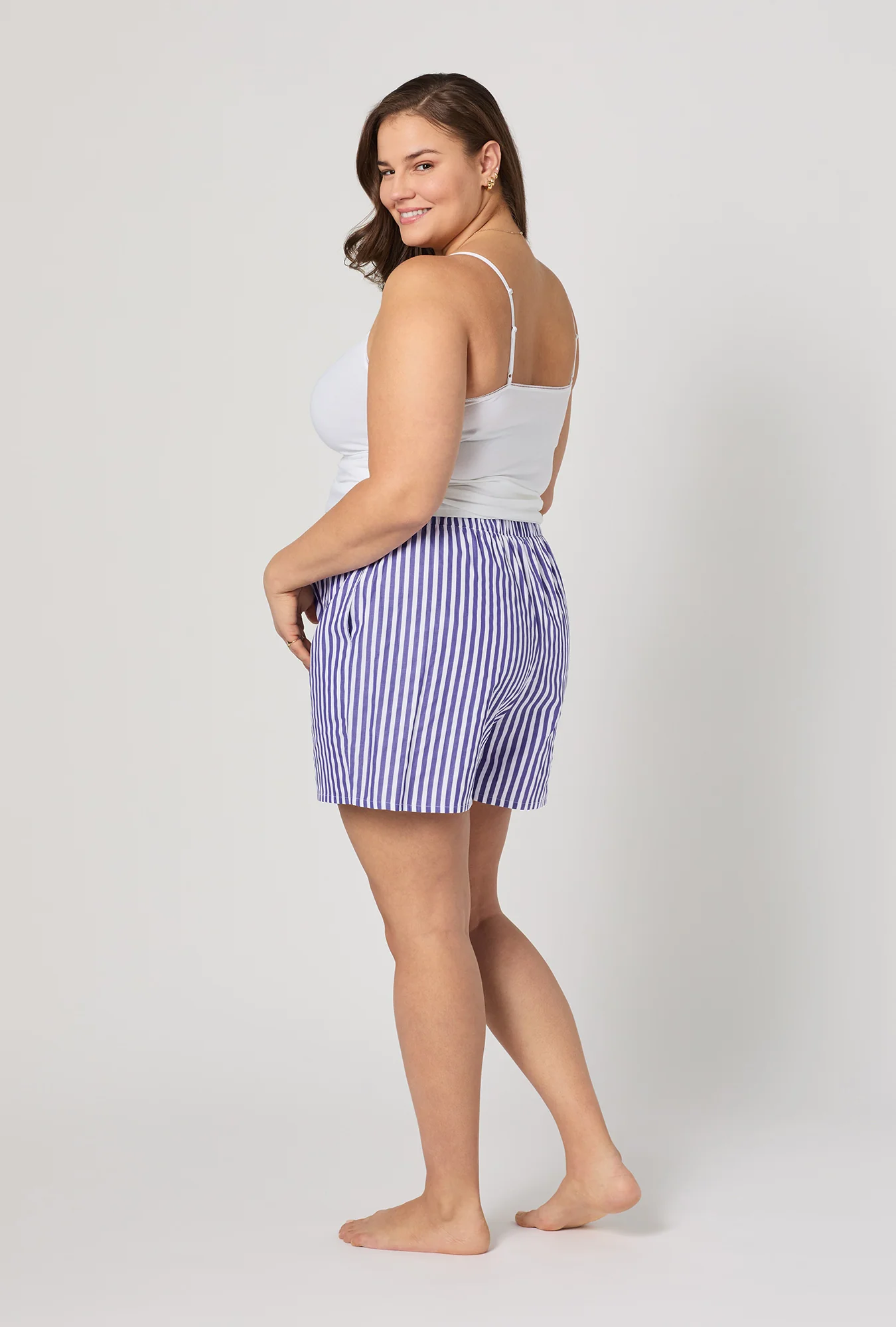 Navy 3D Stripe Cotton Sateen Boxer Short - Image 7