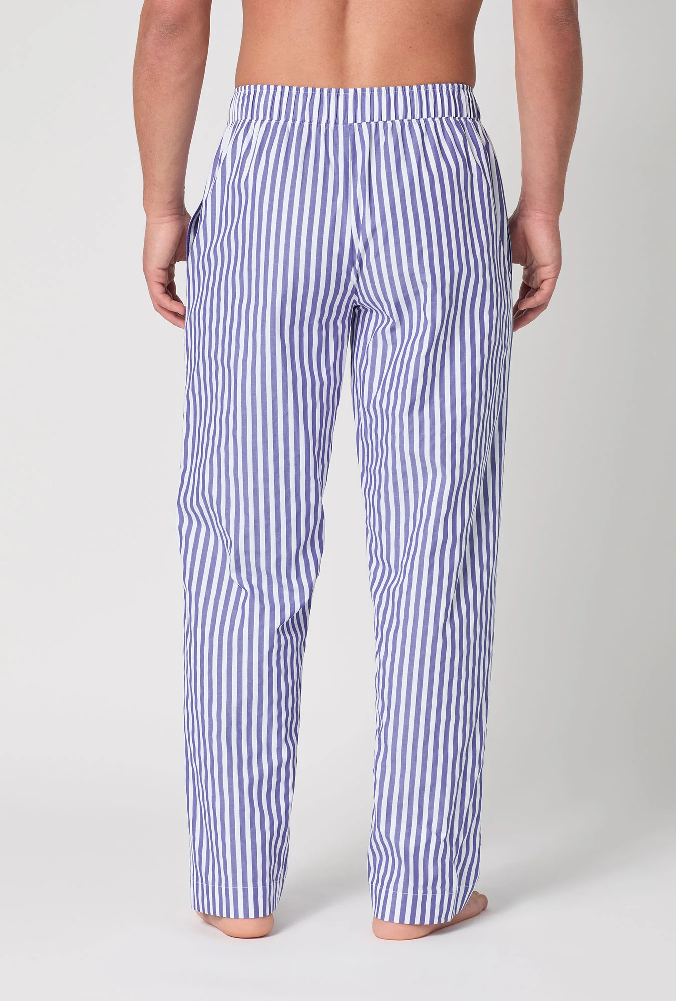 Navy 3D Stripe Men's Woven Cotton Sateen PJ Pant - Image 3