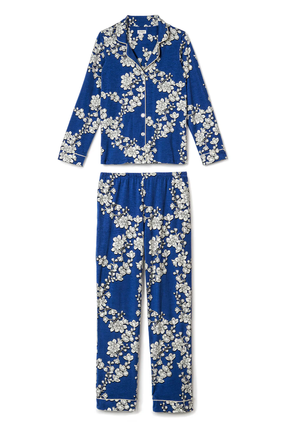 Navy Shadow Blossom Long Sleeve Classic Stretch Jersey PJ Set - Image 4