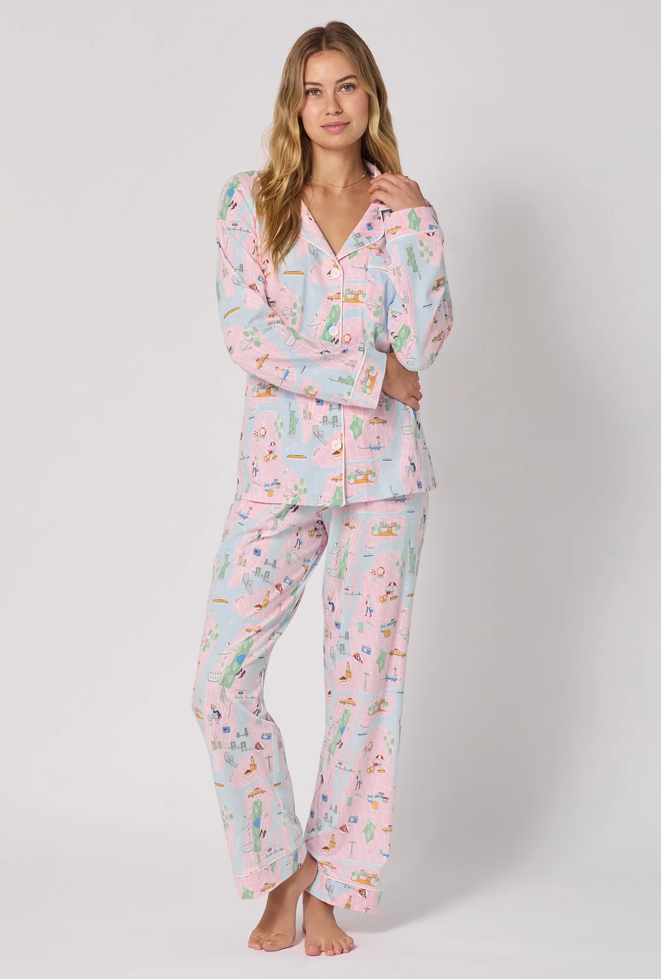 New York, New York Long Sleeve Classic Stretch Jersey Pj Set - Image 2