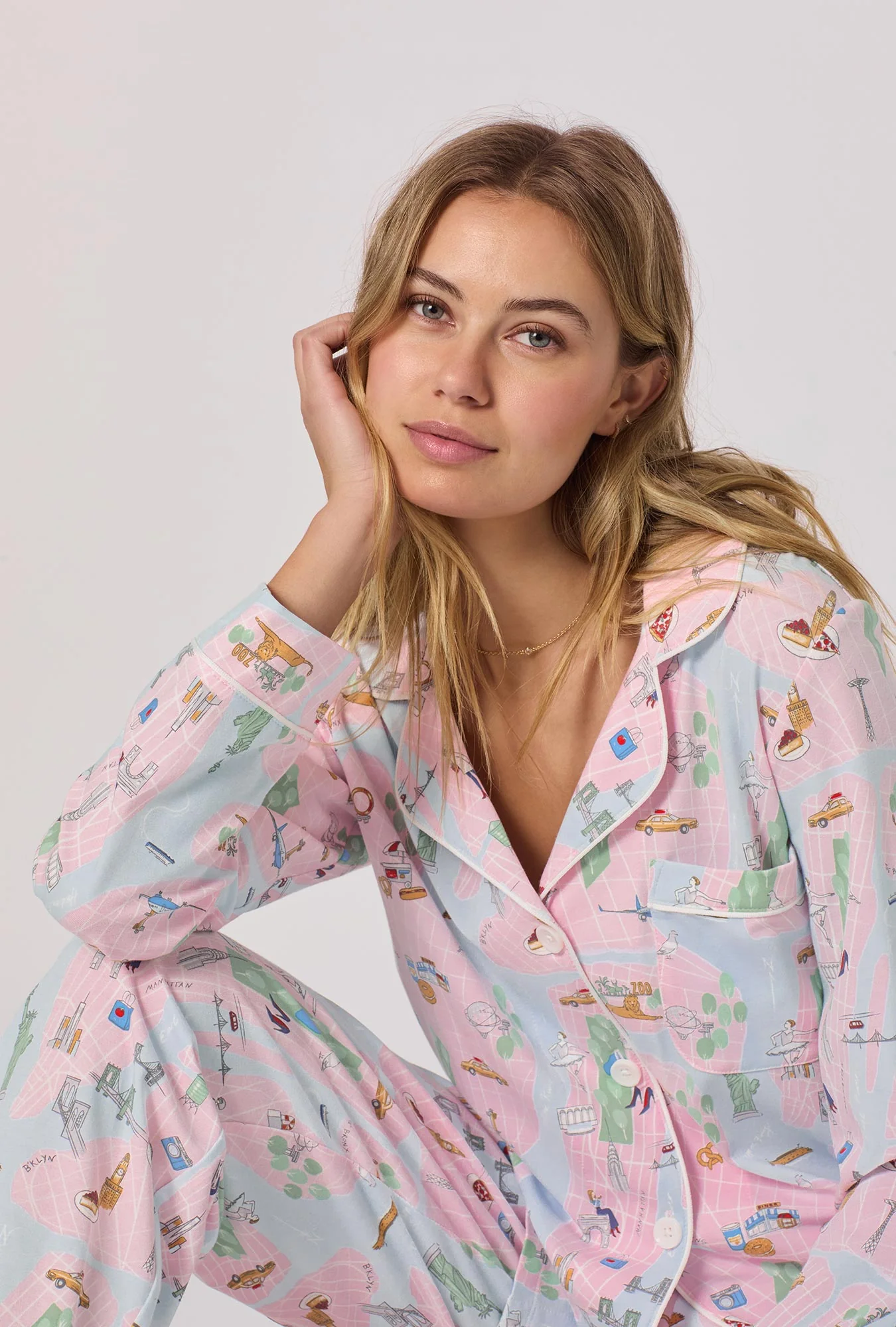 New York, New York Long Sleeve Classic Stretch Jersey Pj Set - Image 5