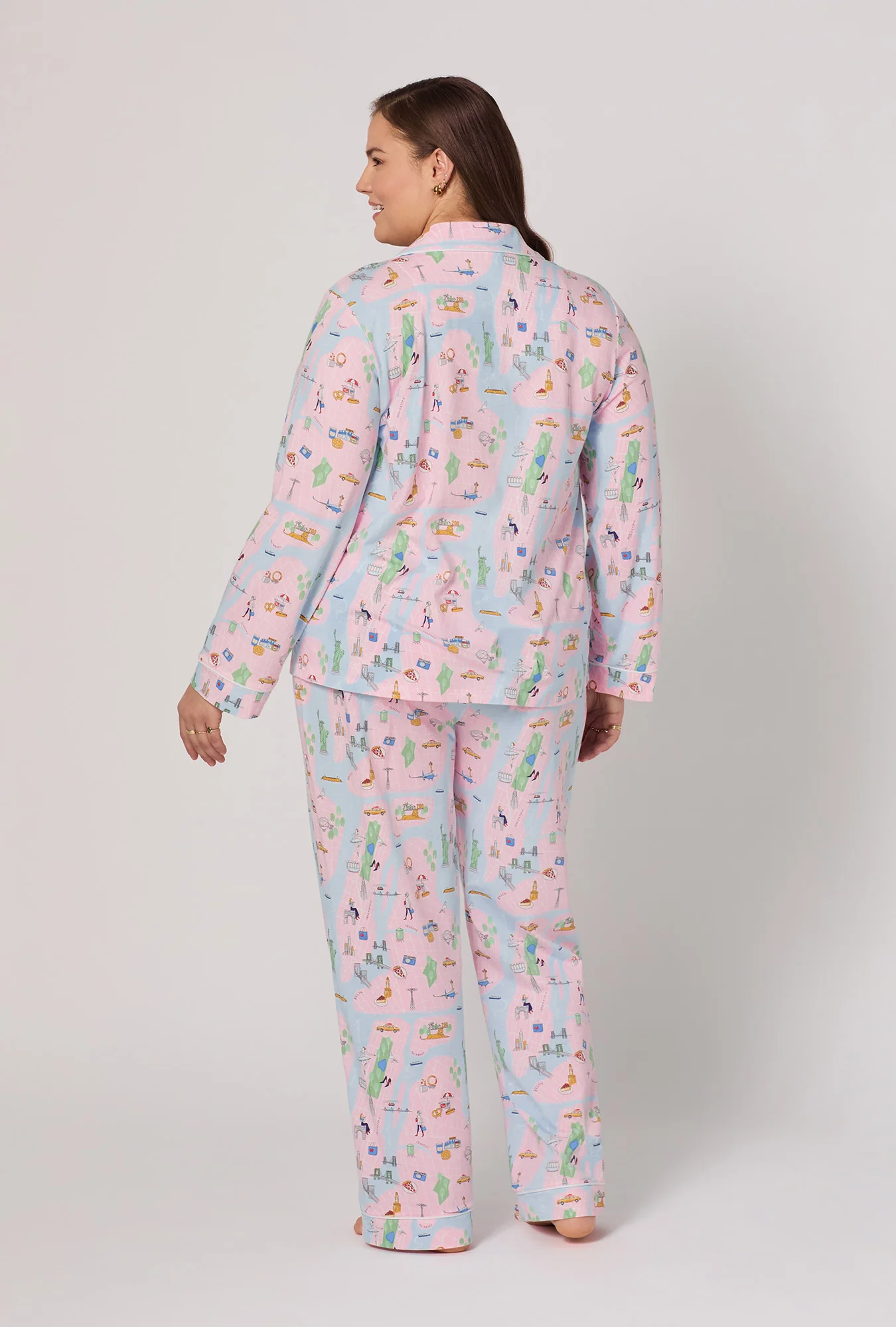 New York, New York Long Sleeve Classic Stretch Jersey Pj Set - Image 6