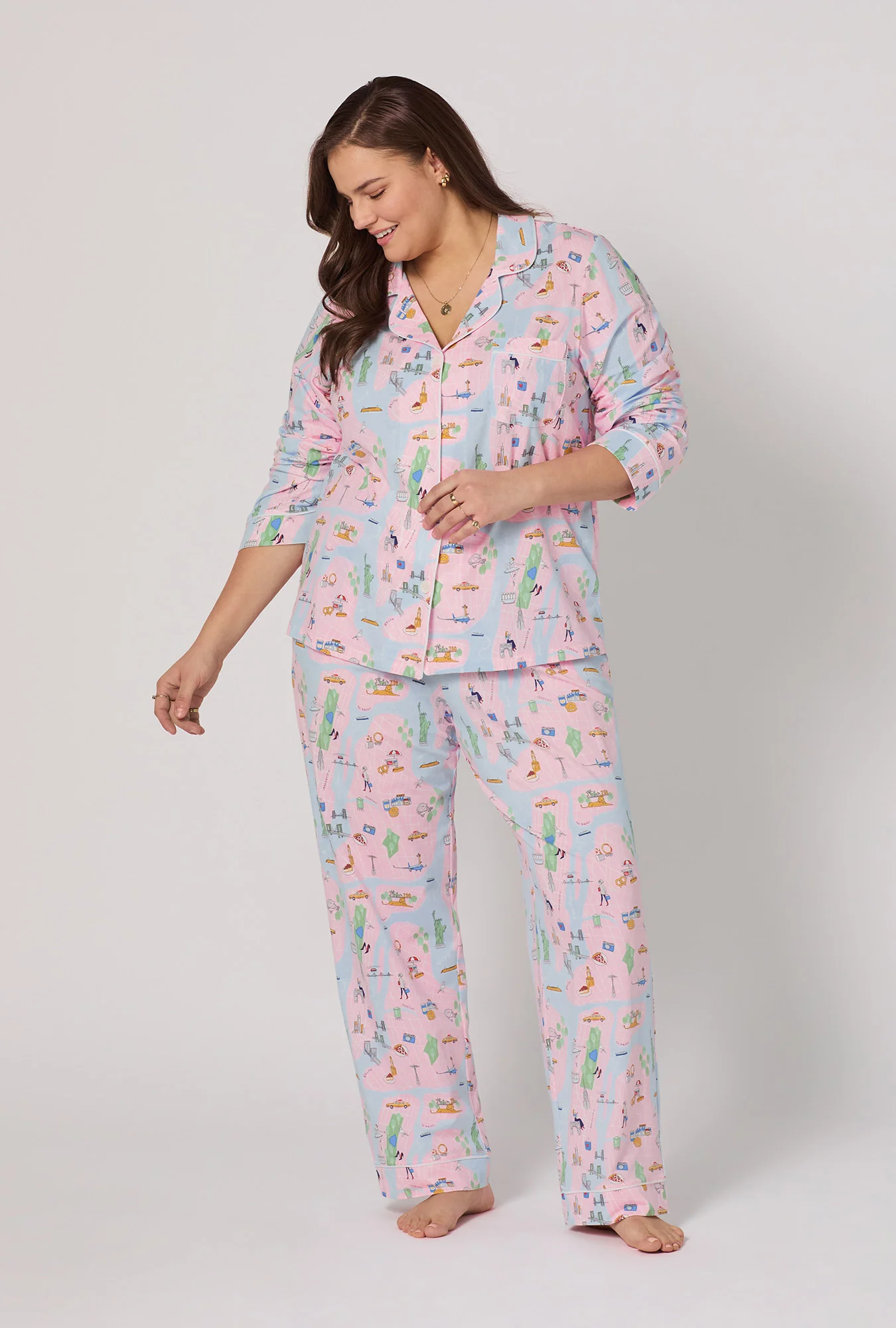 New York, New York Long Sleeve Classic Stretch Jersey Pj Set - Image 7