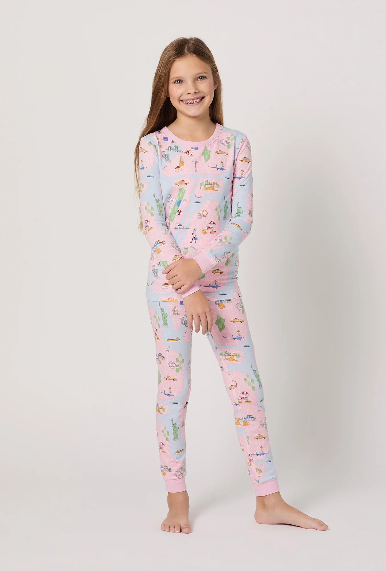 New York, New York Long Sleeve Stretch Jersey Kids Pj Set