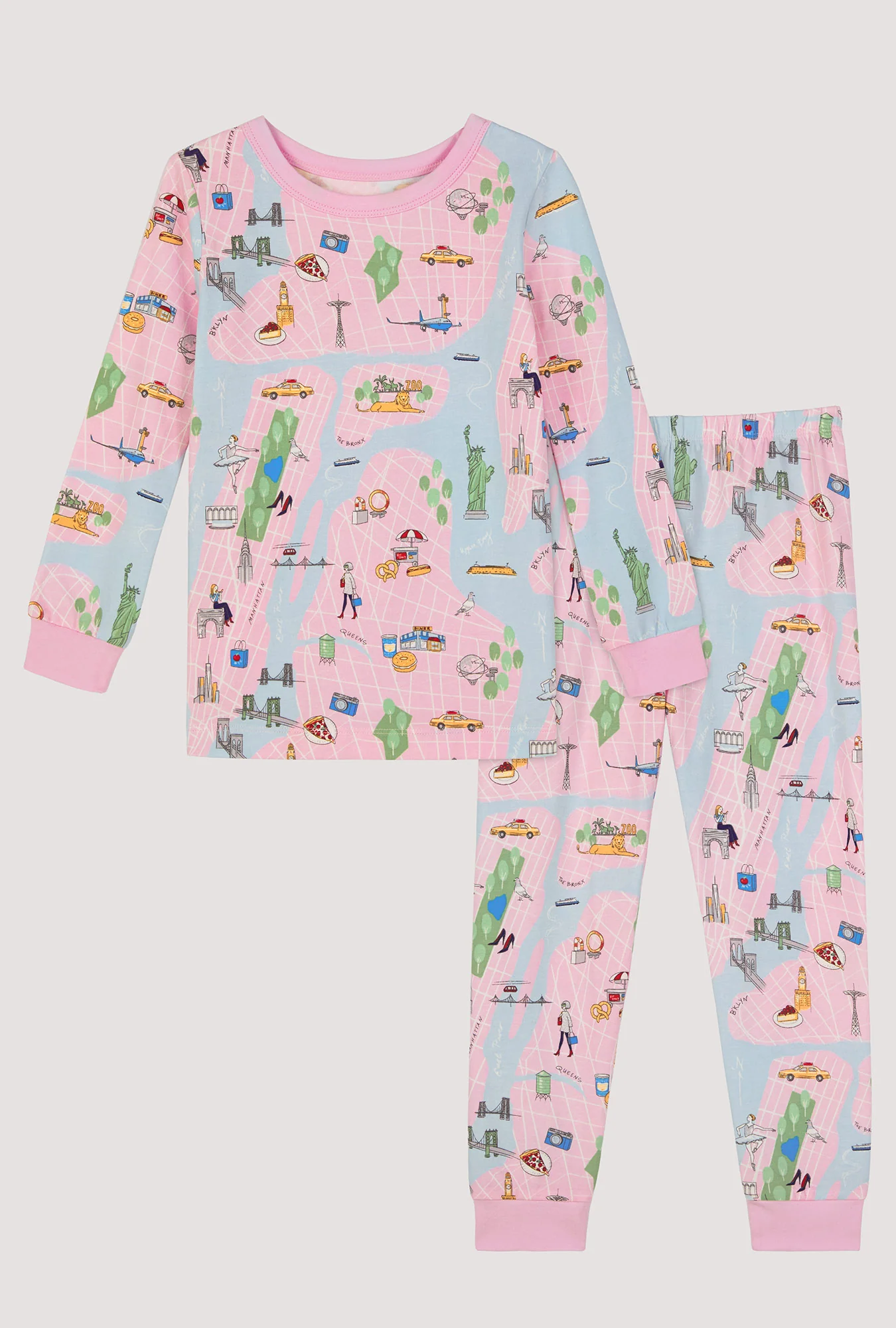 New York, New York Long Sleeve Stretch Jersey Kids Pj Set - Image 3