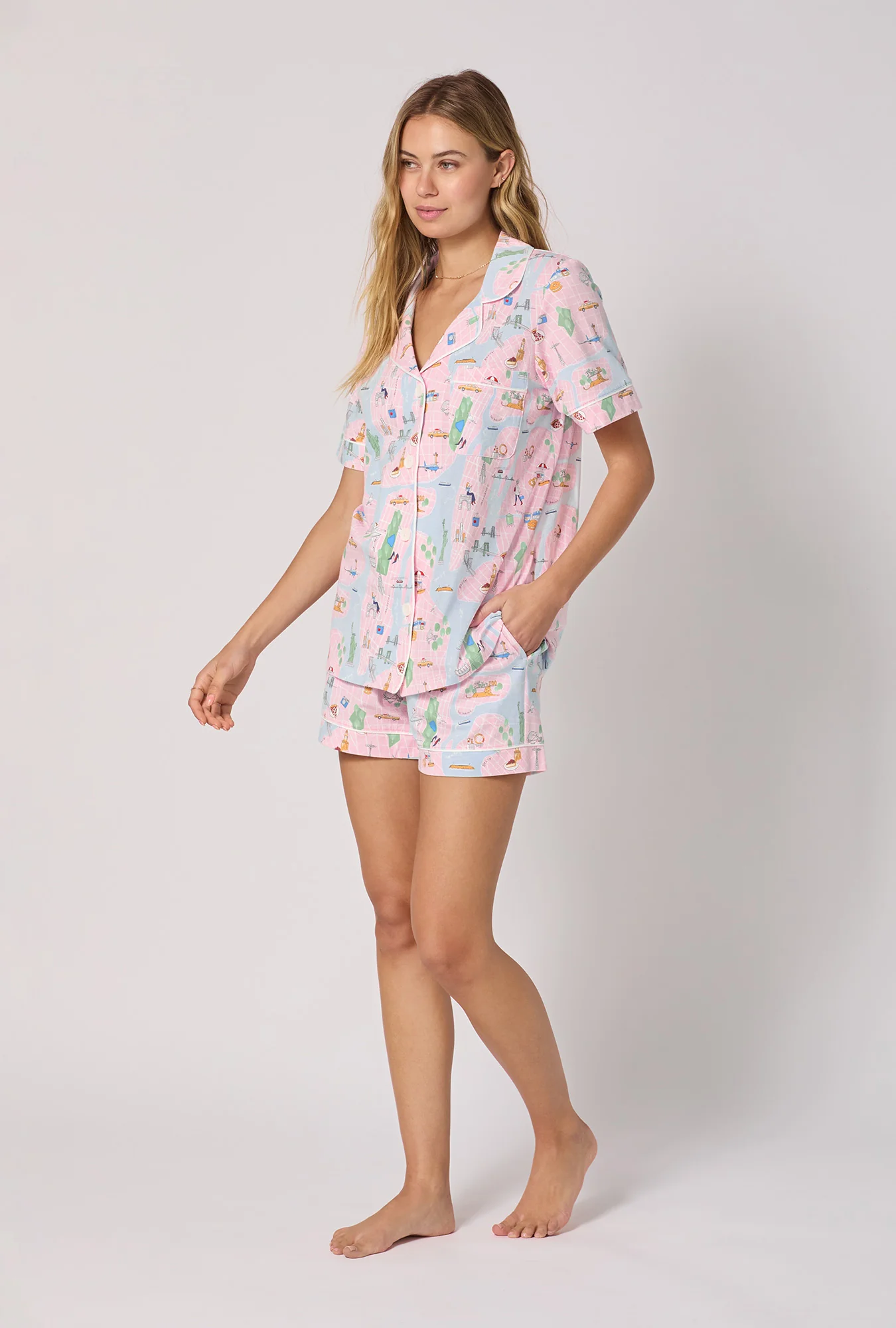 New York, New York Short Sleeve Classic Shorty Stretch Jersey Pj Set - Image 3