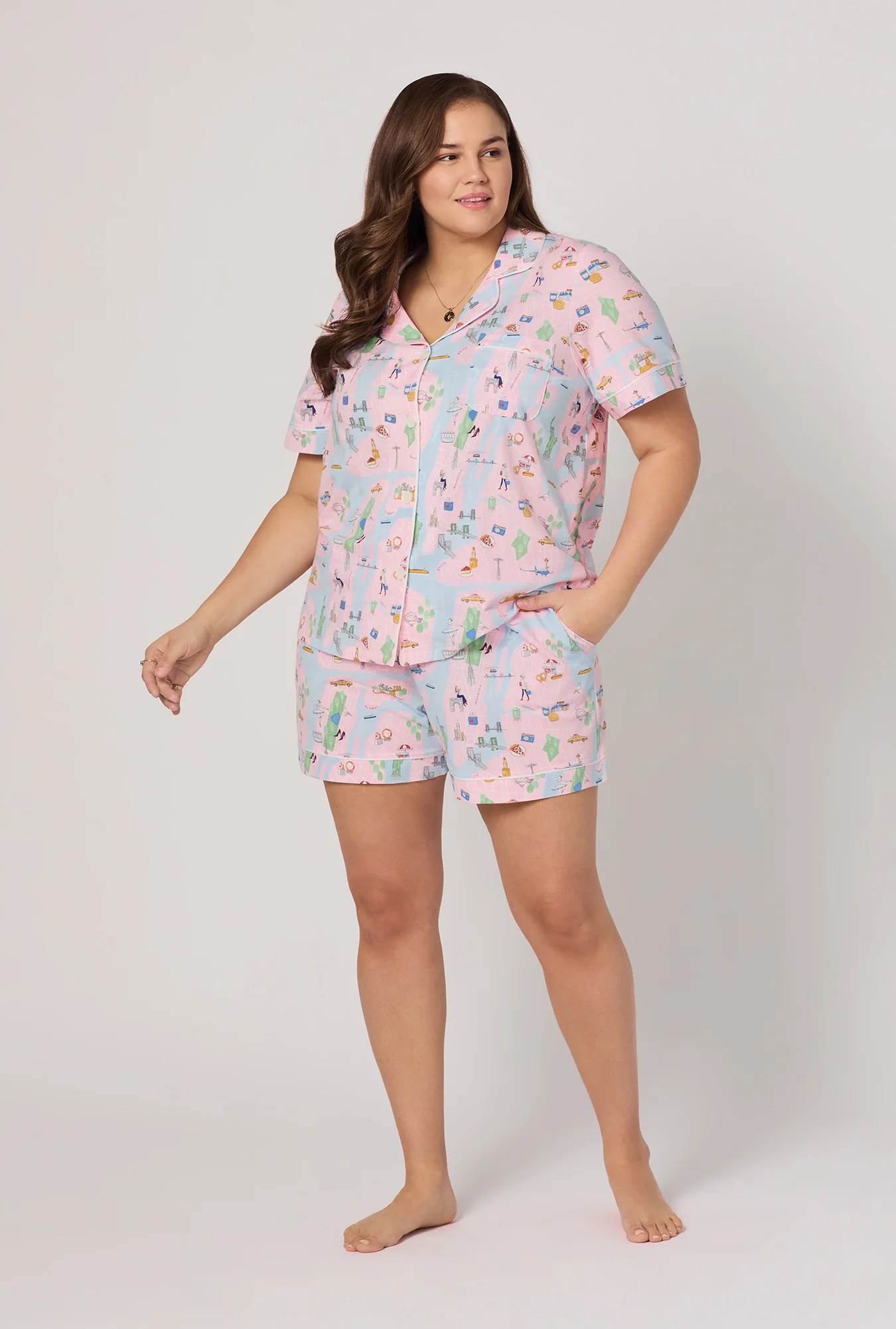 New York, New York Short Sleeve Classic Shorty Stretch Jersey Pj Set - Image 6
