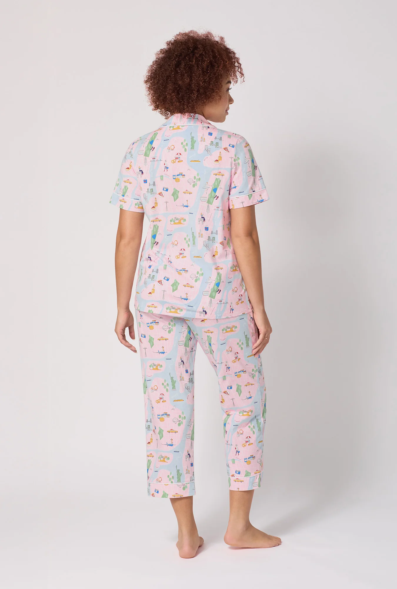 New York, New York Short Sleeve Classic Stretch Jersey Cropped Pj Set - Image 4