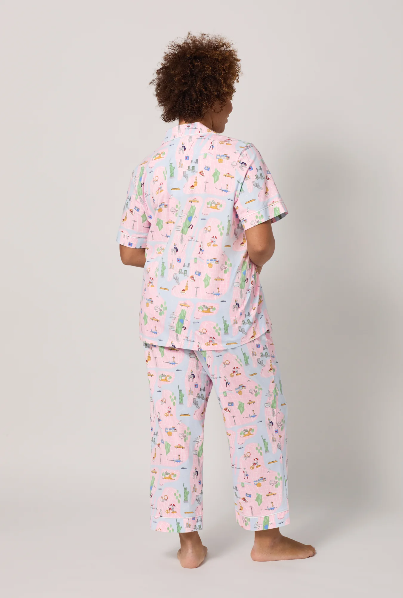 New York, New York Short Sleeve Classic Stretch Jersey Cropped Pj Set - Image 5