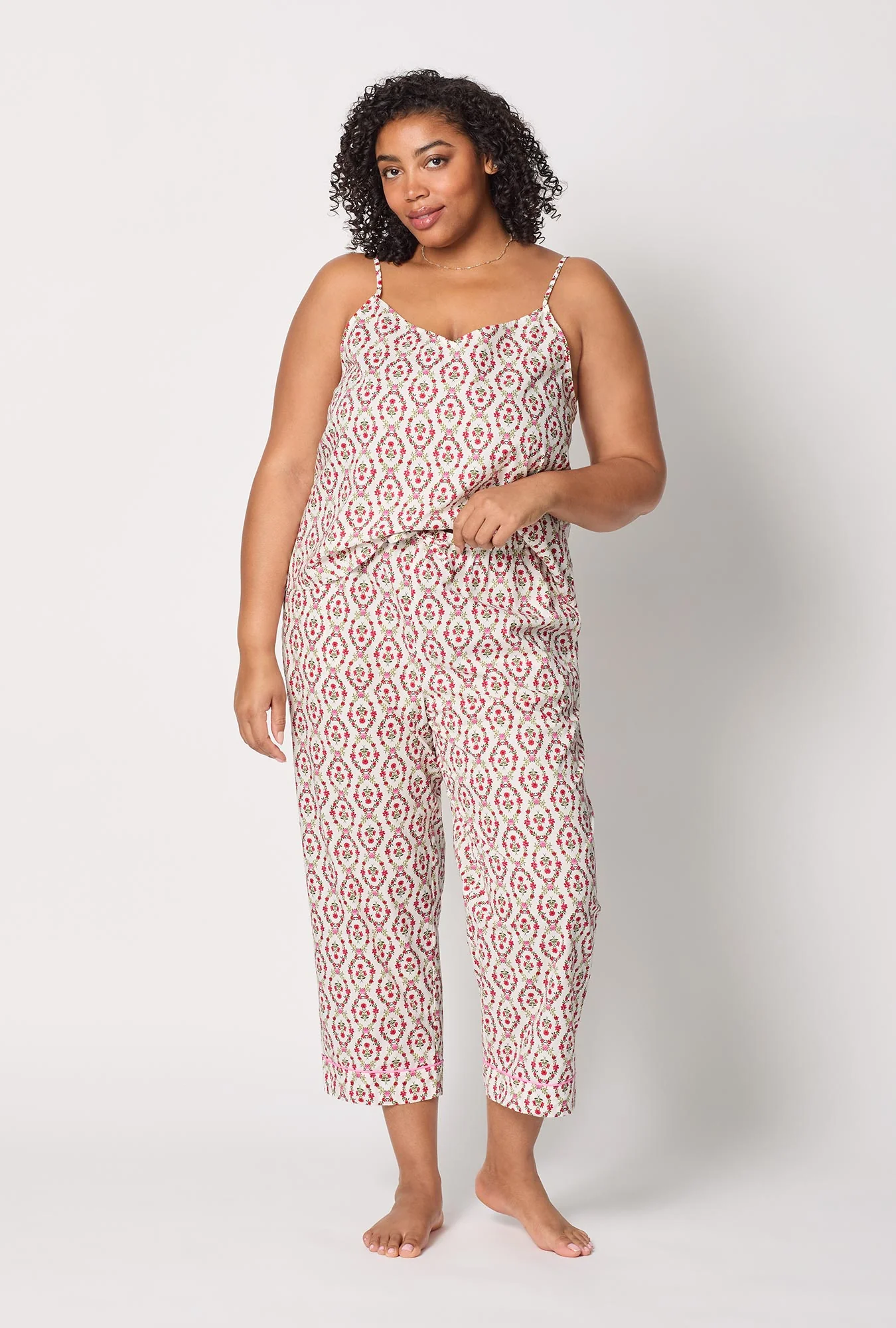 Olivia Cami Woven Cotton Poplin Cropped Pj Set - Image 5